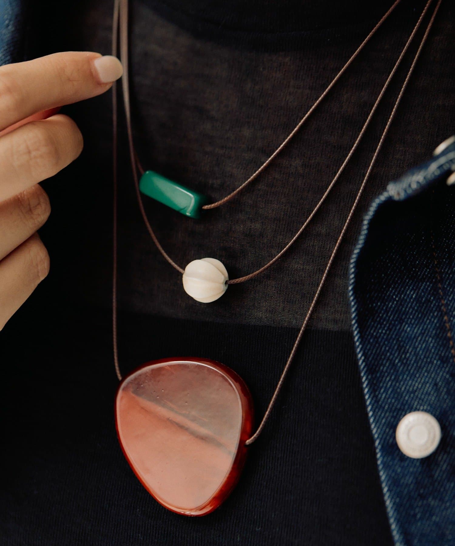 OUTLET(アウトレット) 【ear PAPILLONNER】ペインタリー3連ネックレス