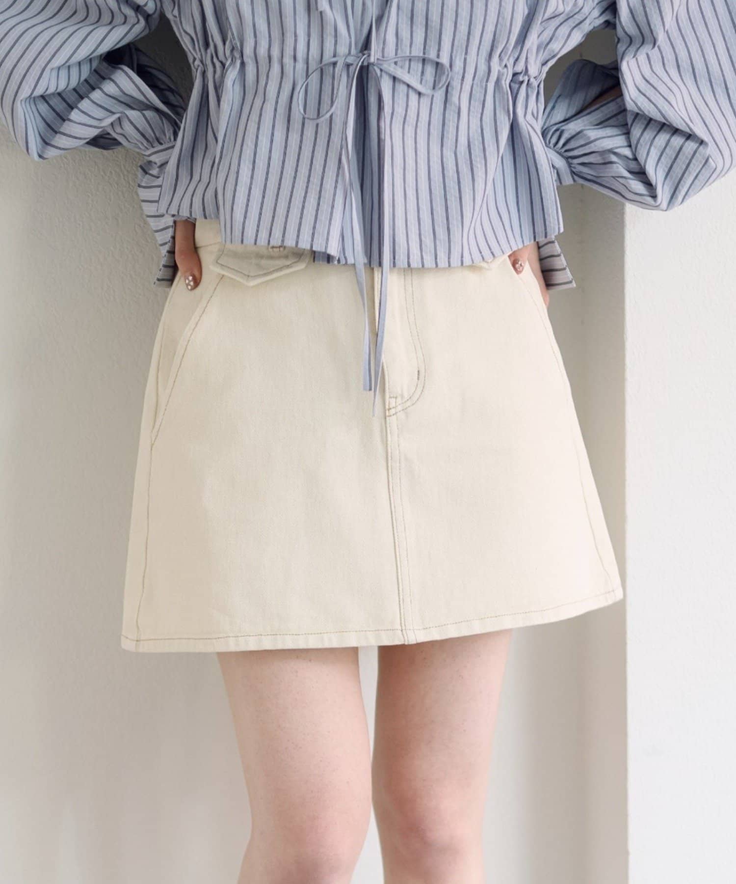 OUTLET(アウトレット) 【Kastane】フラップデニムミニスカート