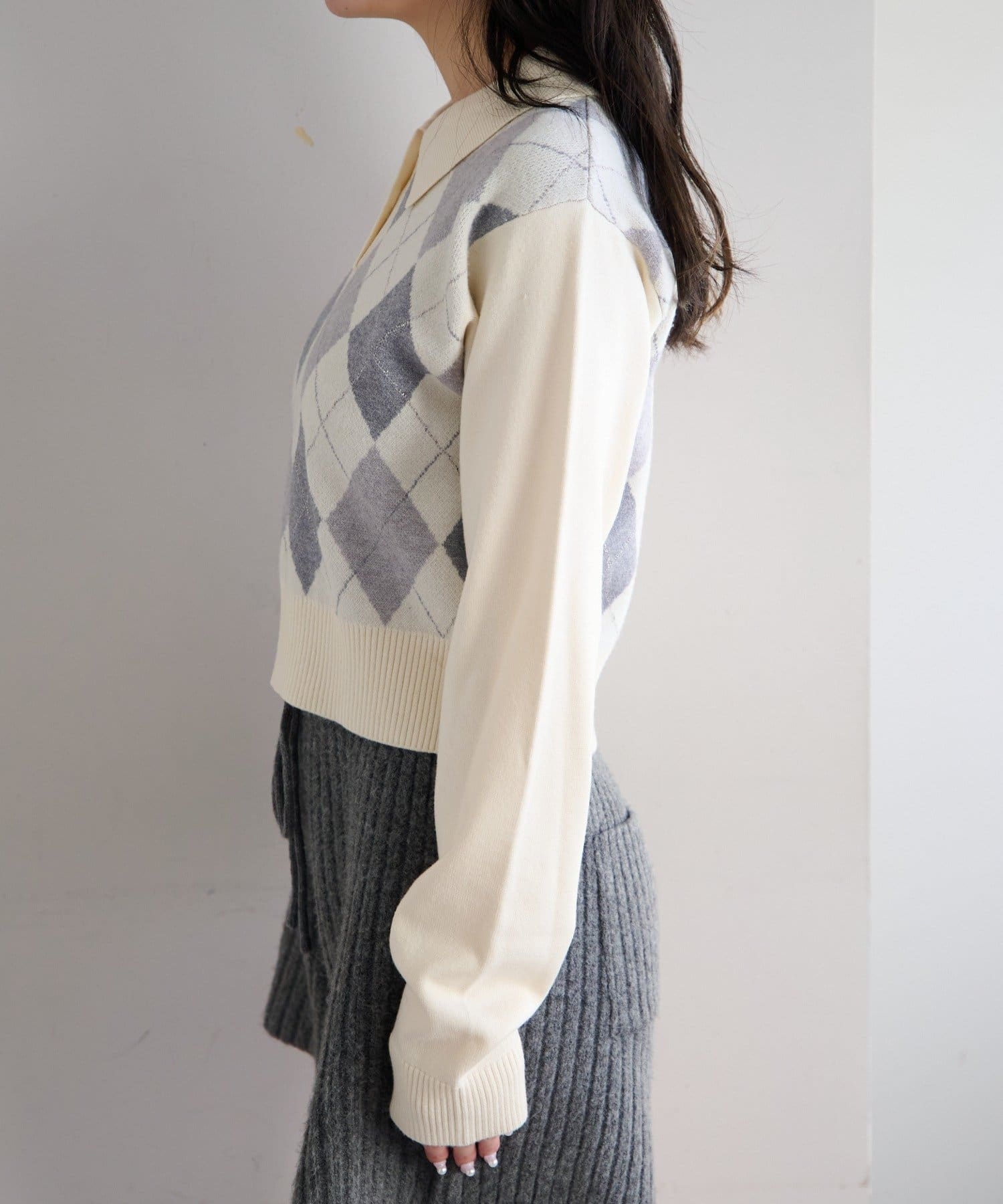 OUTLET(アウトレット) 【Kastane】アーガイルポロニット