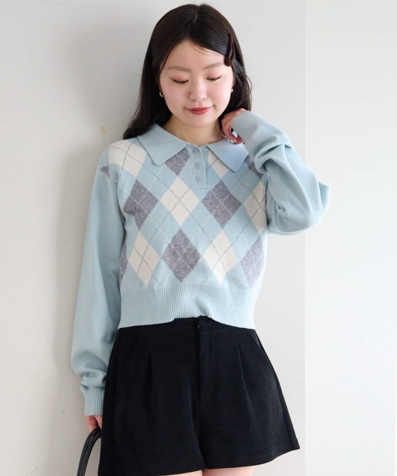 OUTLET(アウトレット) 【Kastane】アーガイルポロニット