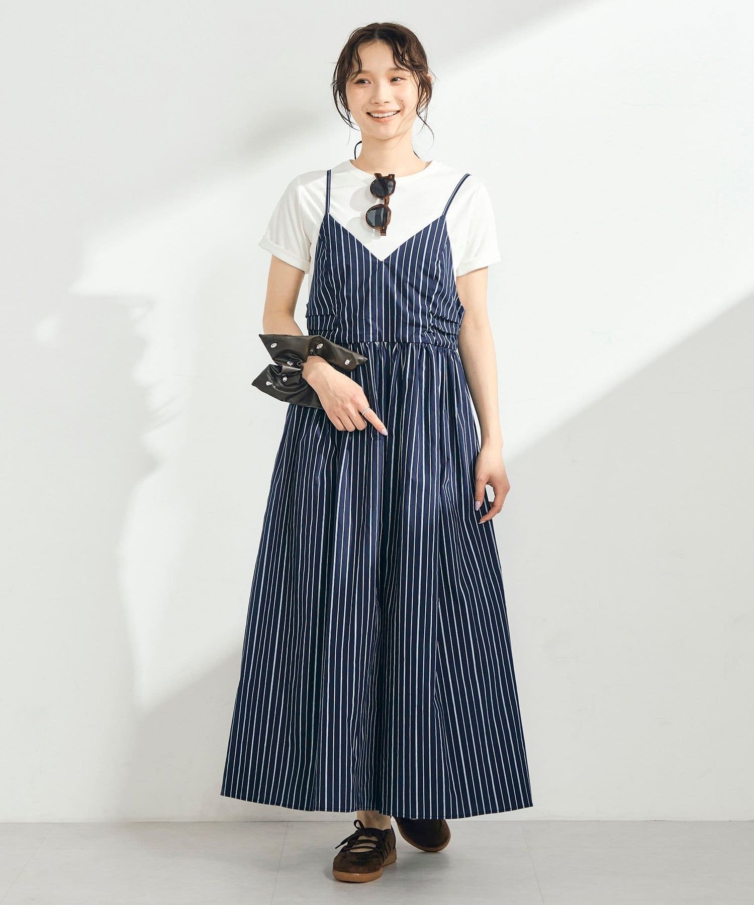 FREDY & GLOSTER(フレディ アンド グロスター) ストライプギャザーキャミワンピース