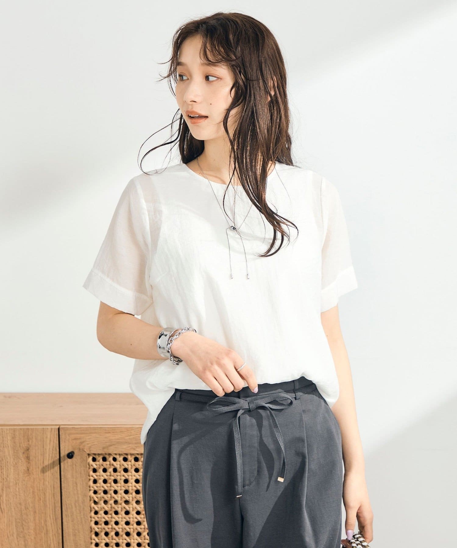 FREDY & GLOSTER(フレディ アンド グロスター) シアーレイヤード半袖ブラウス