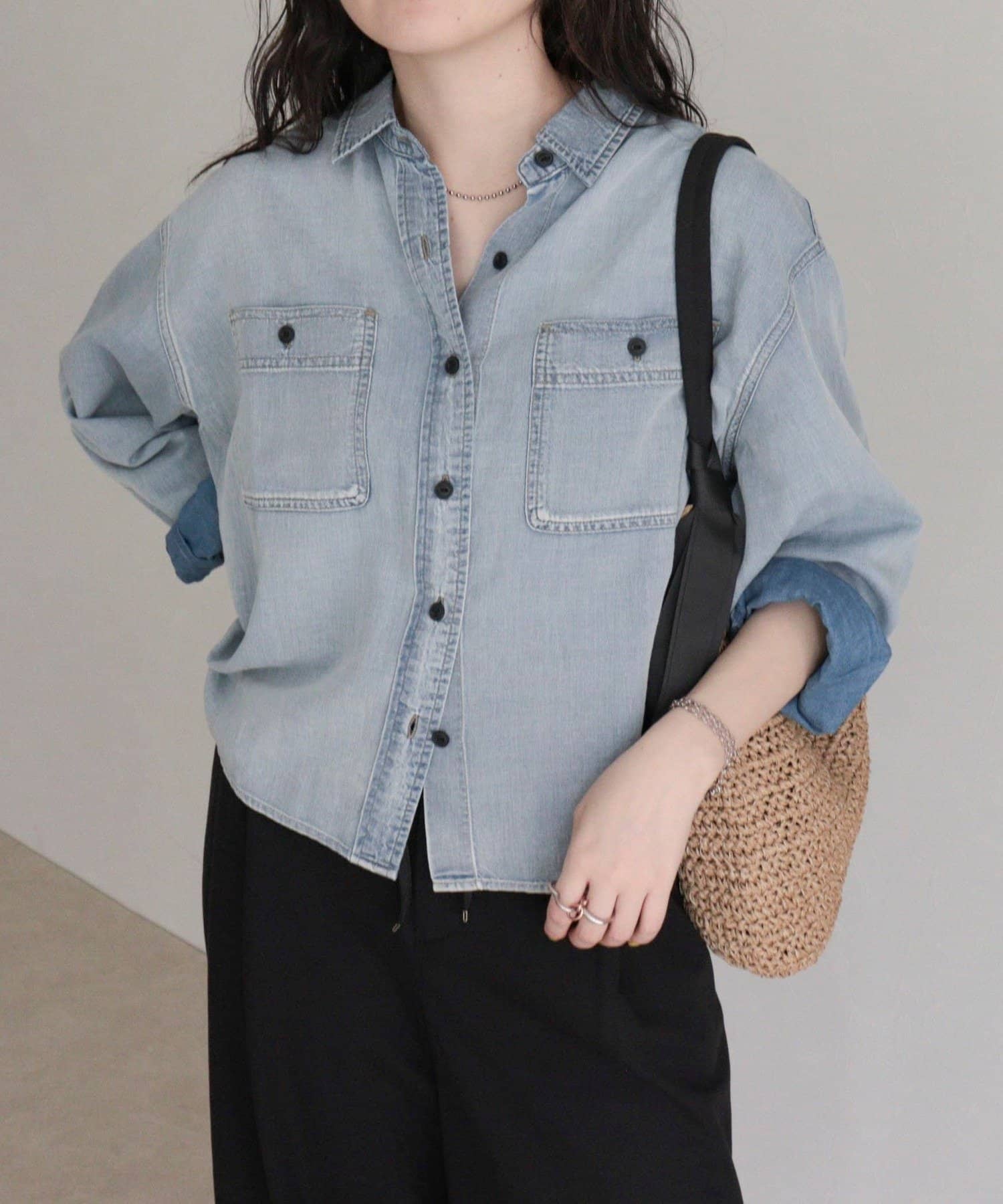 FREDY & GLOSTER(フレディ アンド グロスター) シアーデニムクロップドシャツ