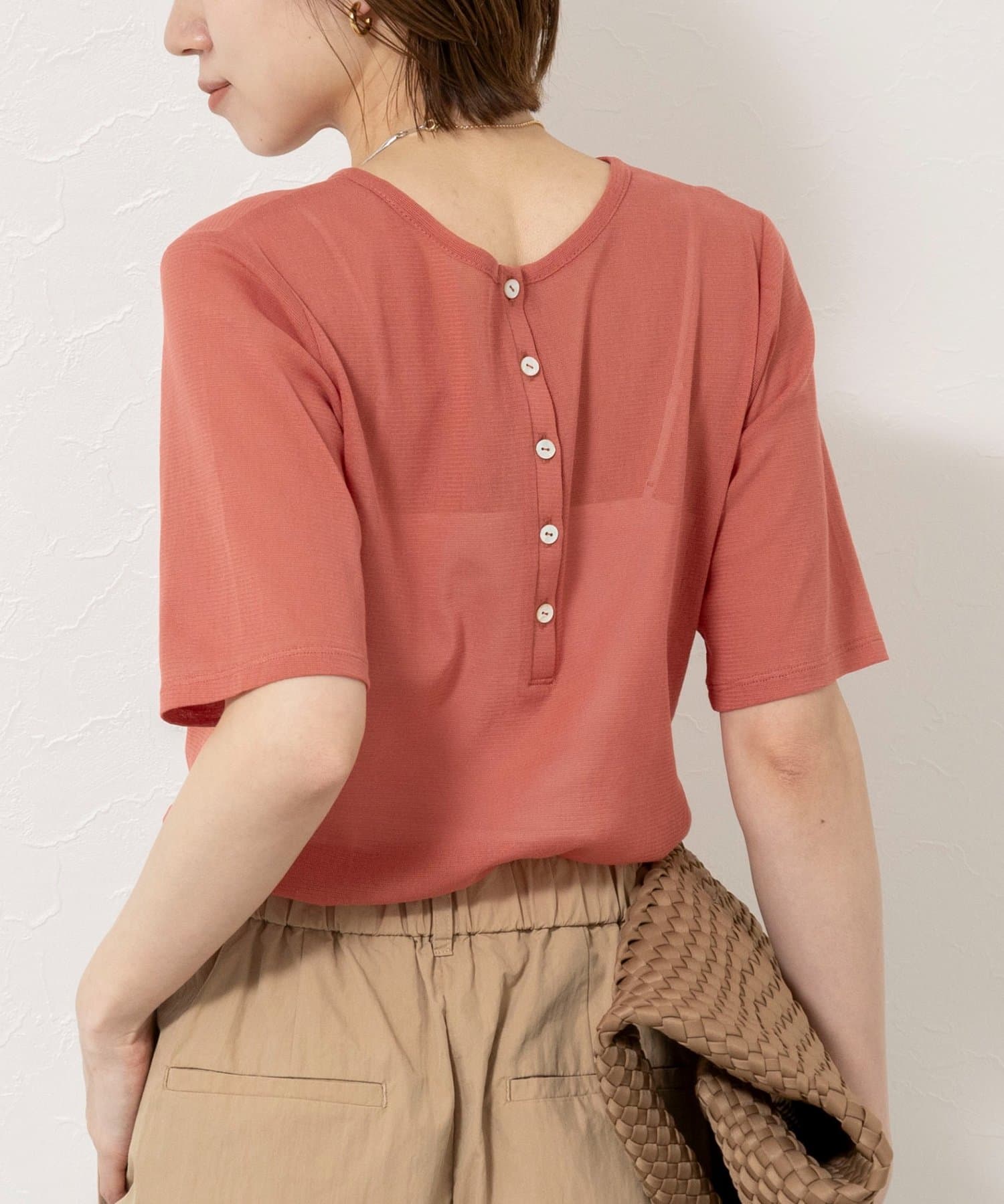 NOLLEY'S(ノーリーズ) ウォッシャブルコットンチュールバックヘンリー2WAYプルオーバー