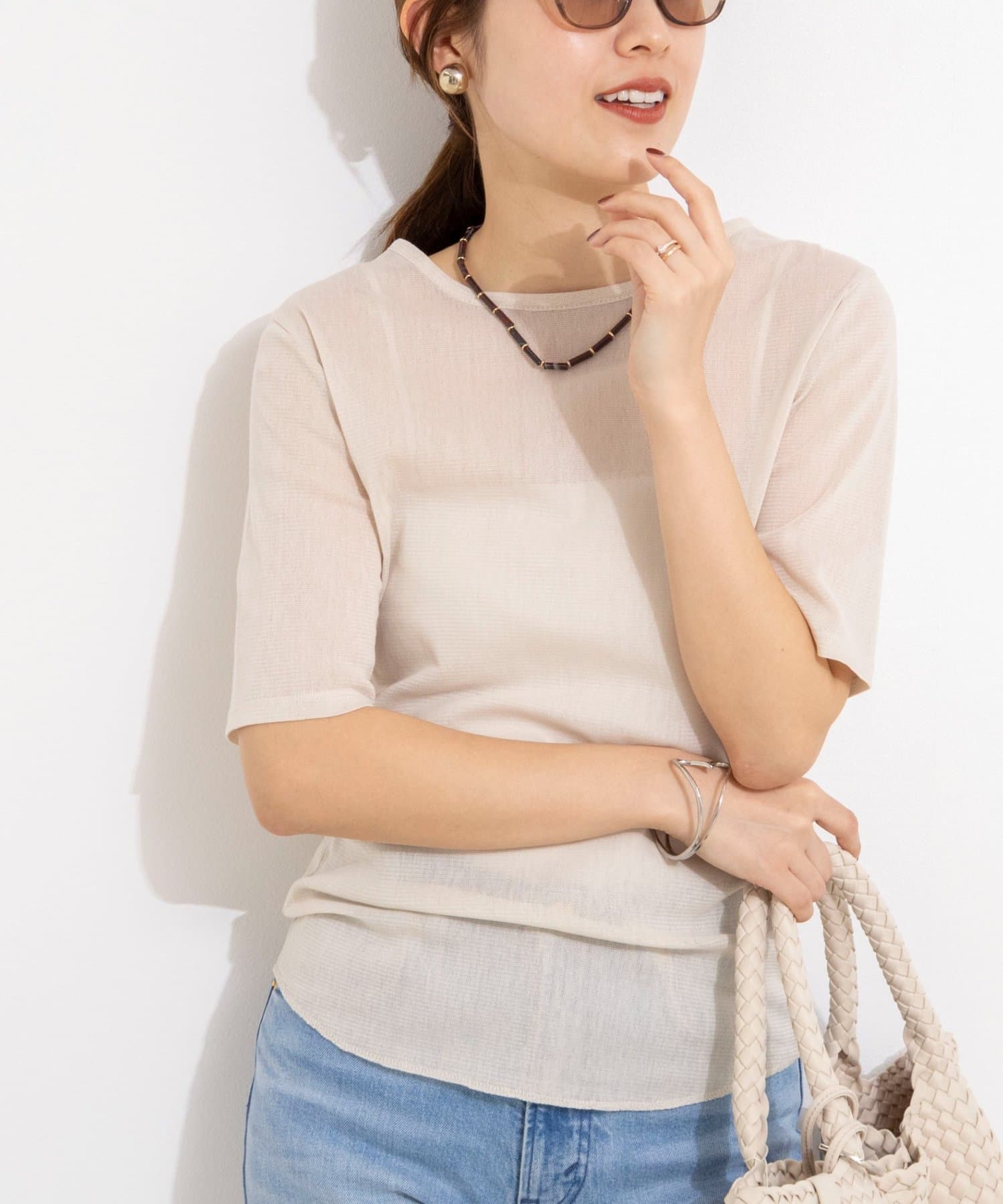 NOLLEY'S(ノーリーズ) ウォッシャブルコットンチュールバックヘンリー2WAYプルオーバー