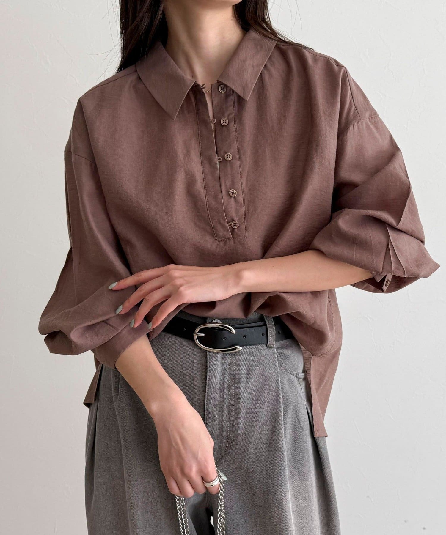 FREDY & GLOSTER(フレディ アンド グロスター) リネン混シアースラブブラウス