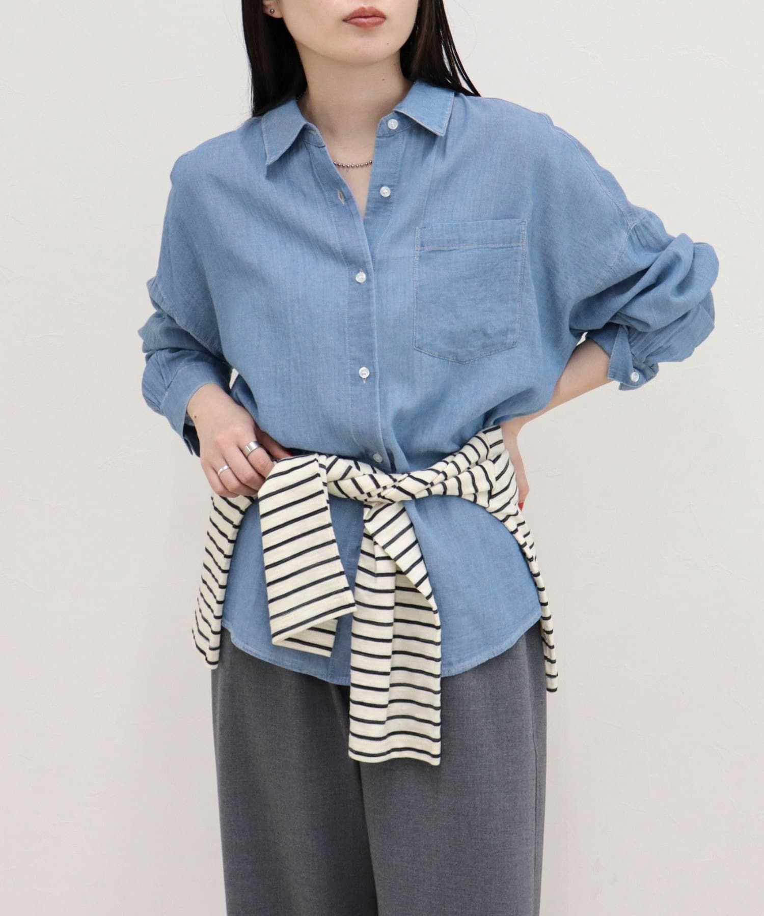 FREDY & GLOSTER(フレディ アンド グロスター) コットンボイルシアーデニムシャツ