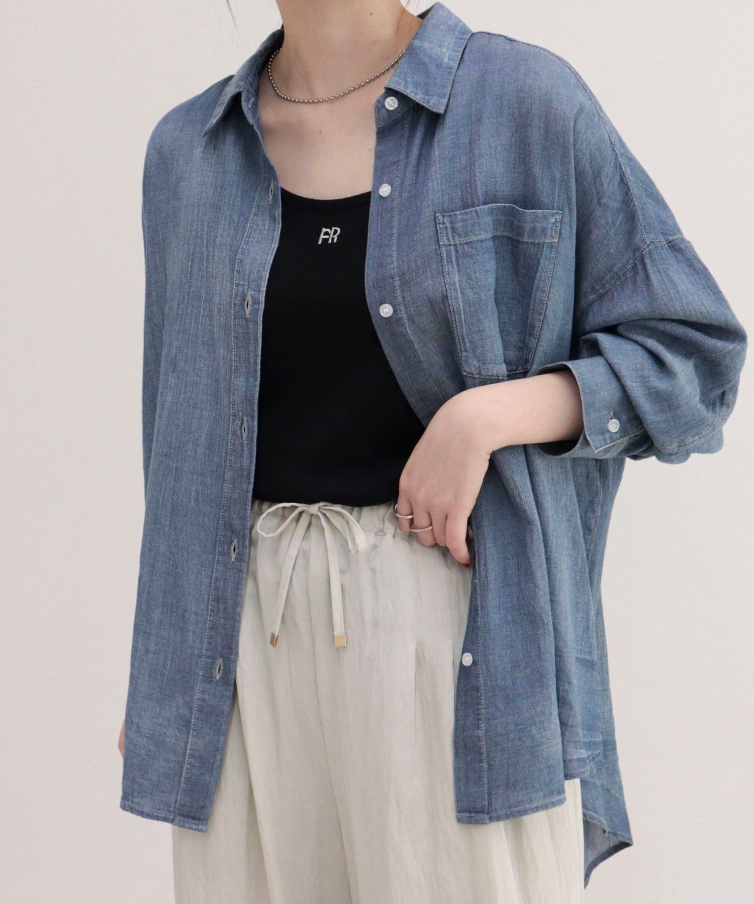 FREDY & GLOSTER(フレディ アンド グロスター) コットンボイルシアーデニムシャツ