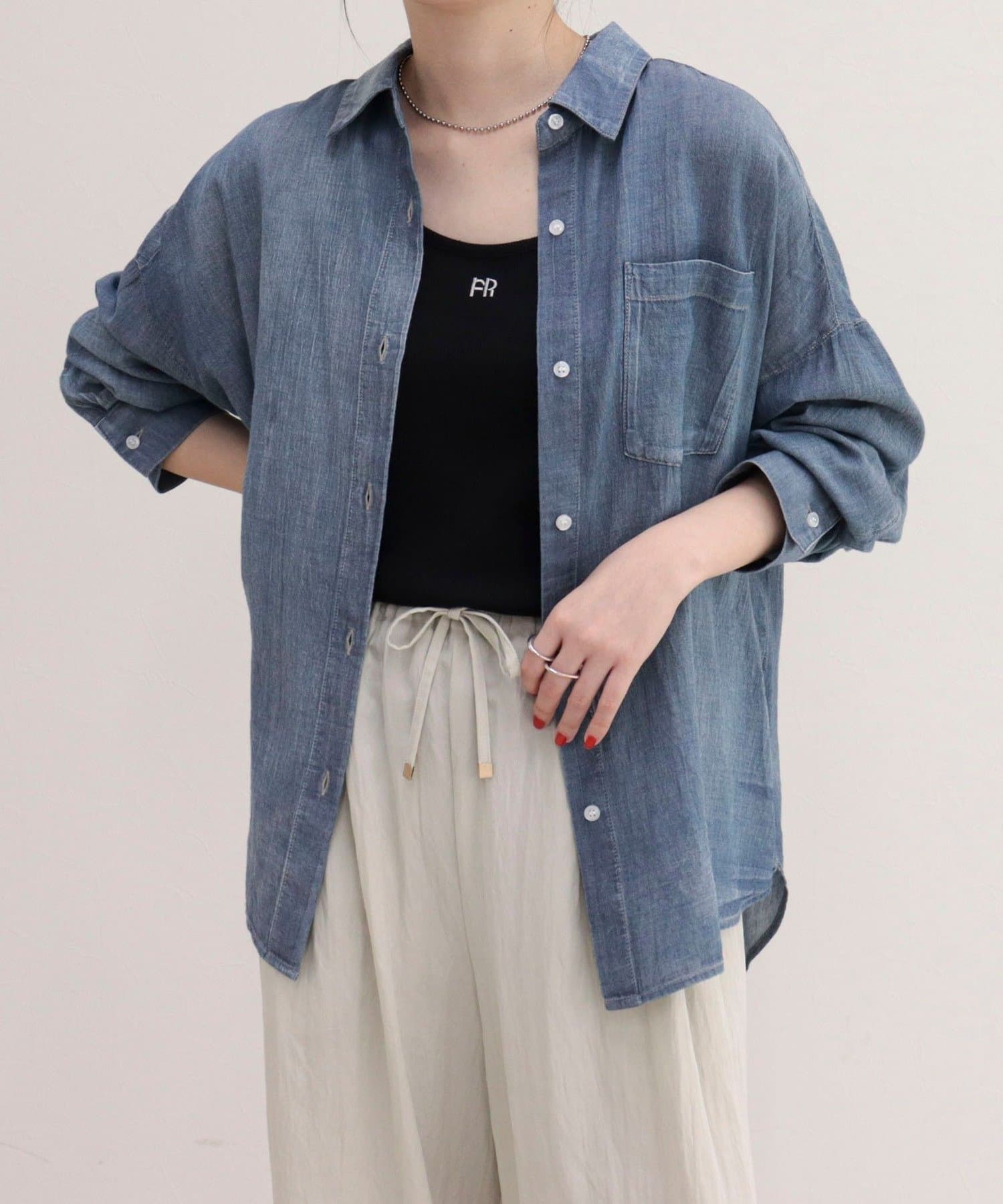 FREDY & GLOSTER(フレディ アンド グロスター) コットンボイルシアーデニムシャツ