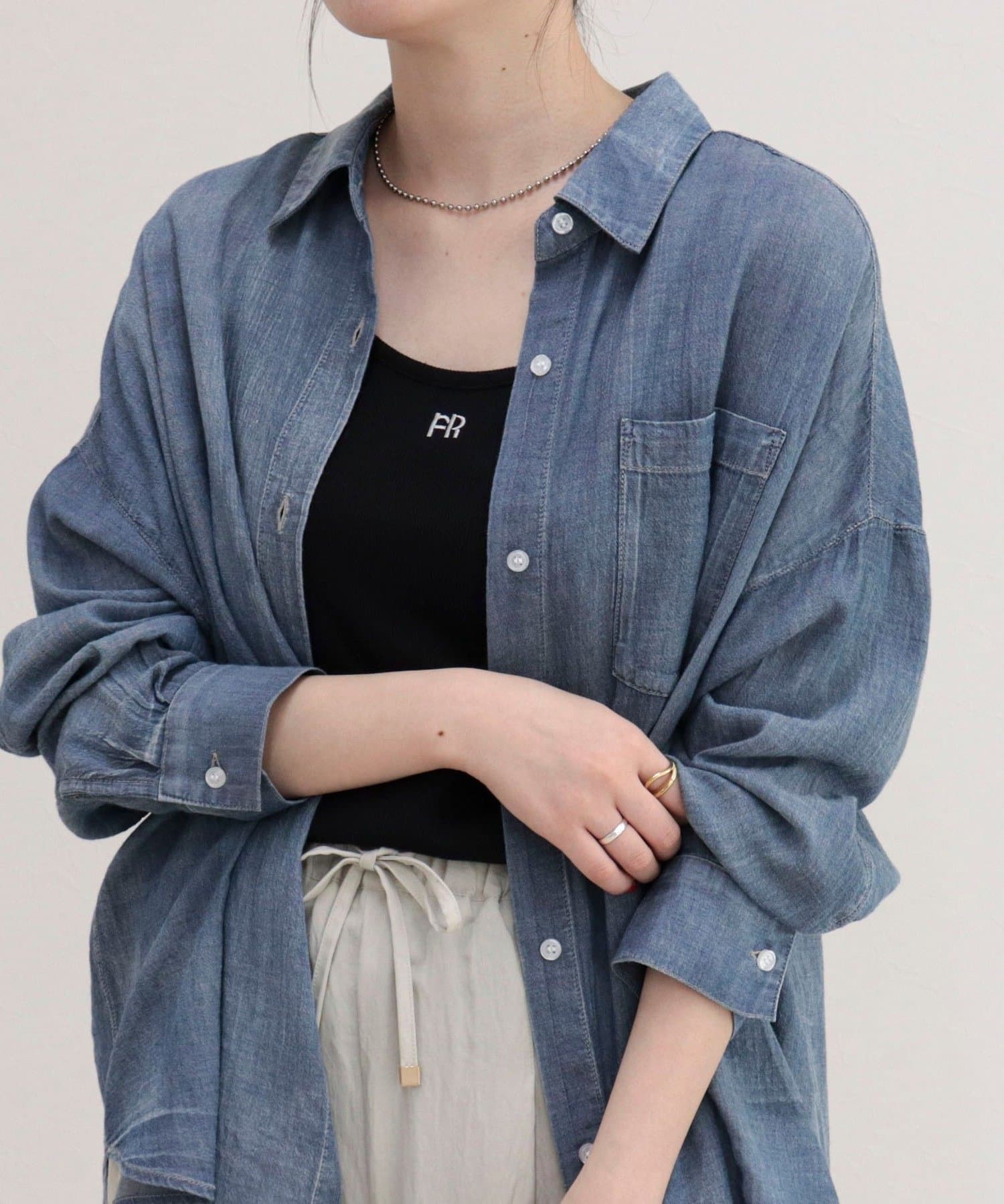 FREDY & GLOSTER(フレディ アンド グロスター) コットンボイルシアーデニムシャツ