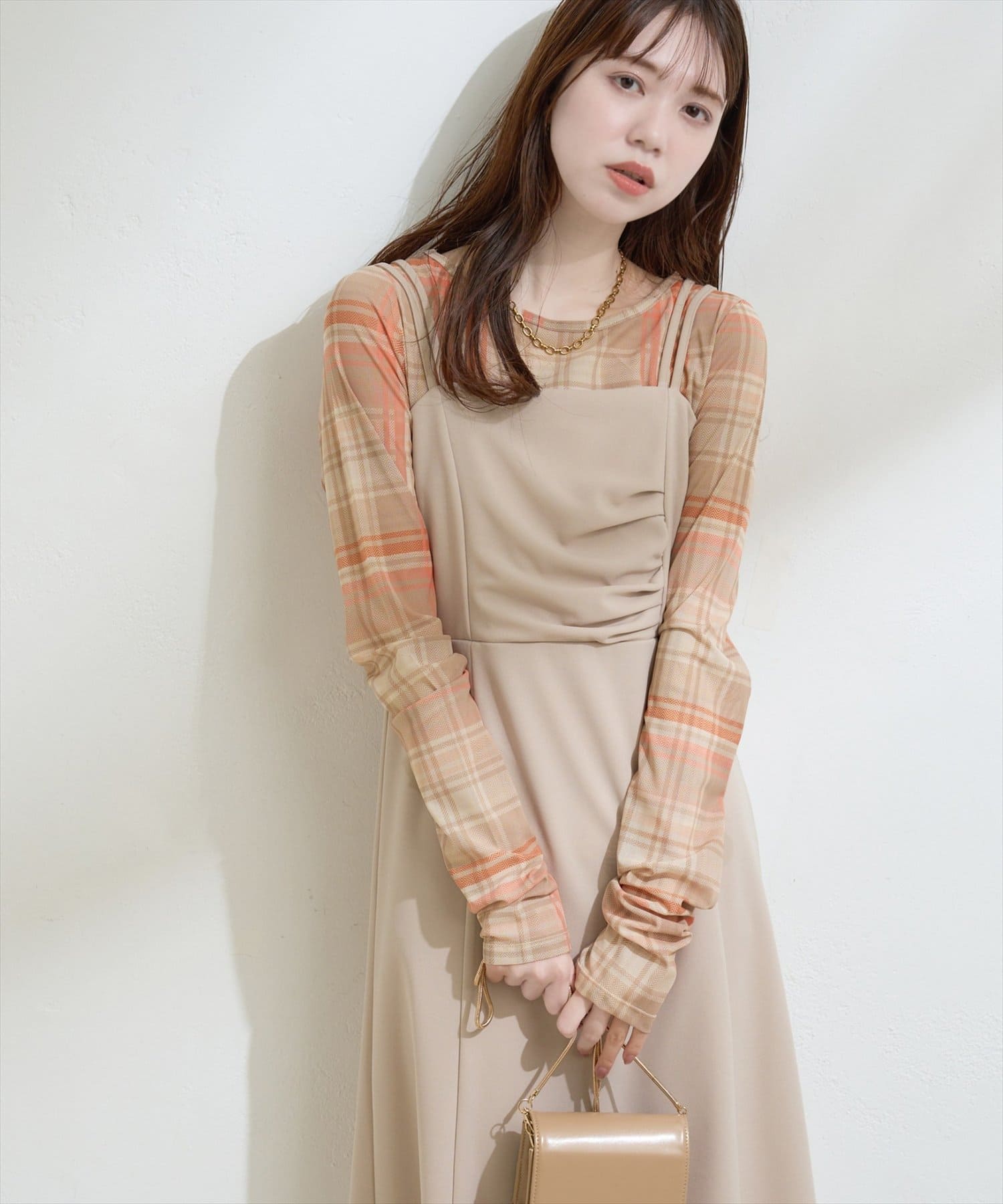 natural couture(ナチュラルクチュール) チュールチェックトップス