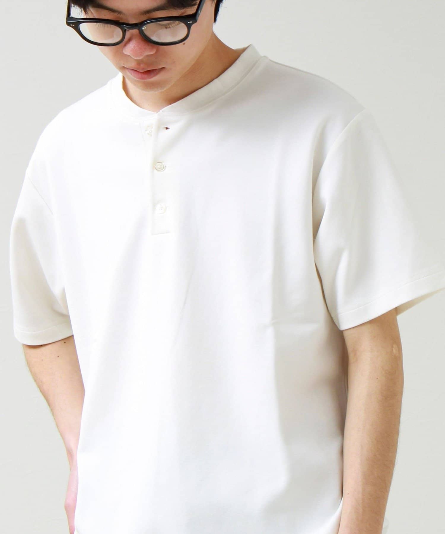 FREDY & GLOSTER(フレディ アンド グロスター) 【抗菌防臭】ポンチ素材 ヘンリーネックTシャツ