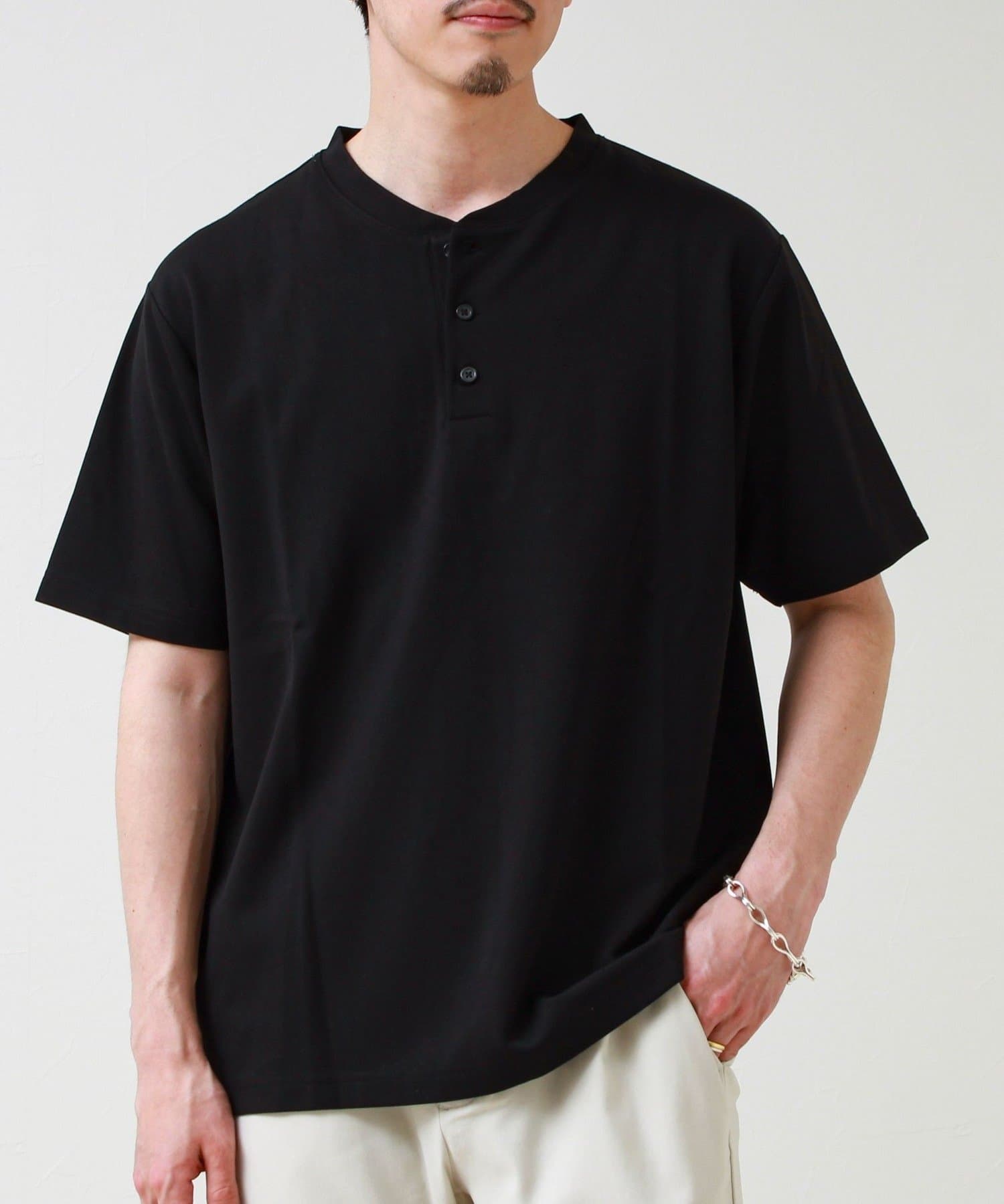 FREDY & GLOSTER(フレディ アンド グロスター) 【抗菌防臭】ポンチ素材 ヘンリーネックTシャツ