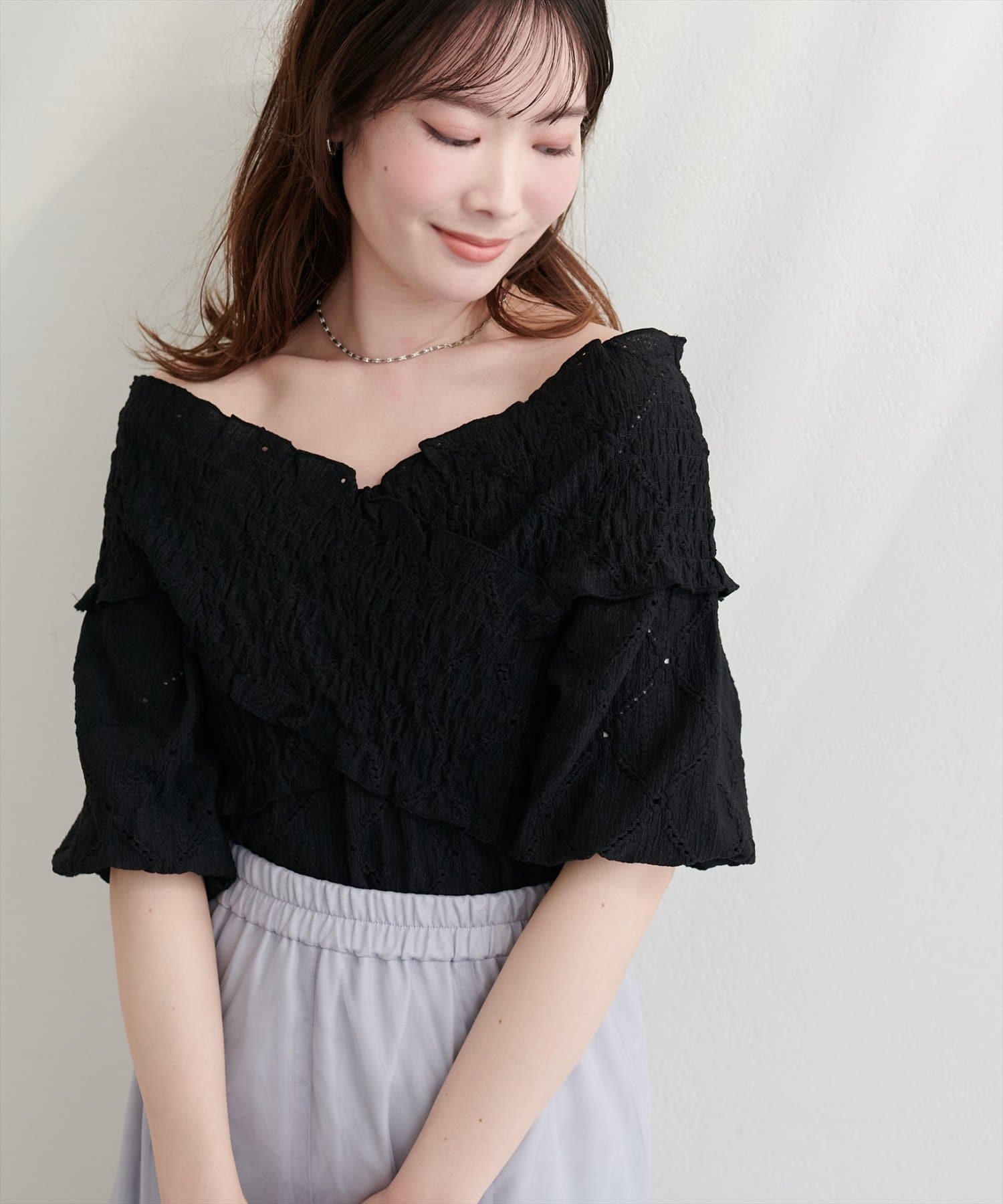 natural couture(ナチュラルクチュール) ポコポコカットクロスプルオーバー