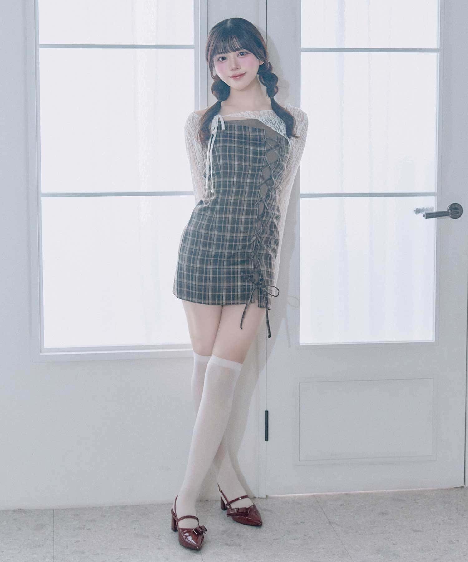 Belle Charme(ベルシャルム) Lace-up Cami Onepice×Bolero Set