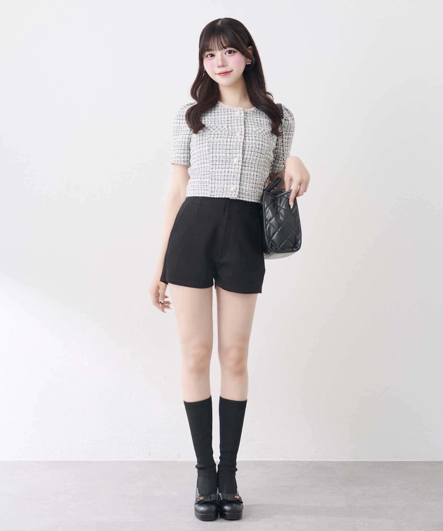 Belle Charme(ベルシャルム) Pearl Neck Tweed Jacket