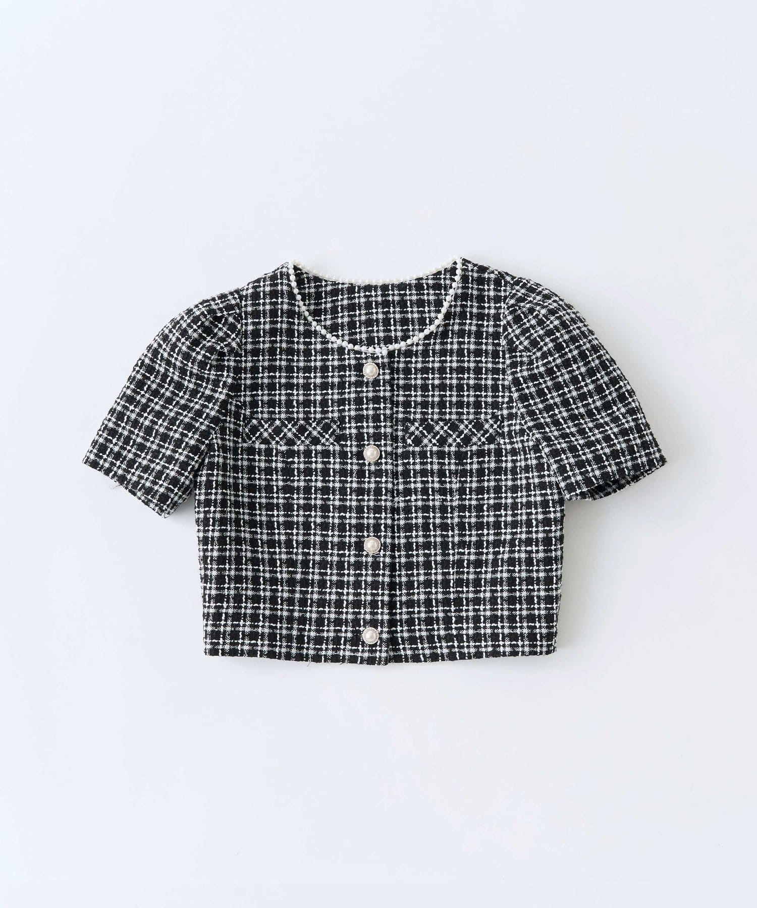 Belle Charme(ベルシャルム) Pearl Neck Tweed Jacket