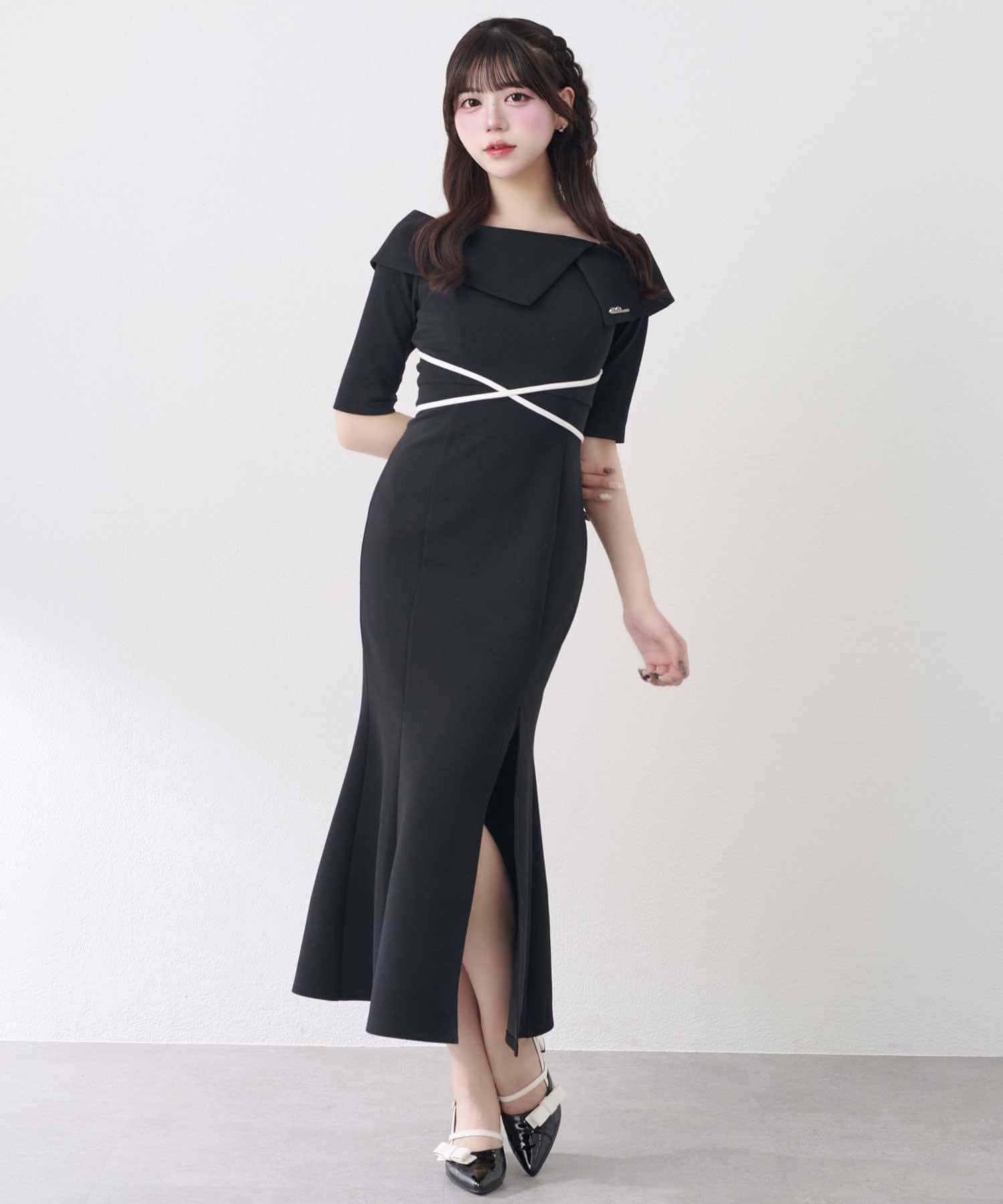 Belle Charme(ベルシャルム) Offshoulder Collar Mermaid Onepiece