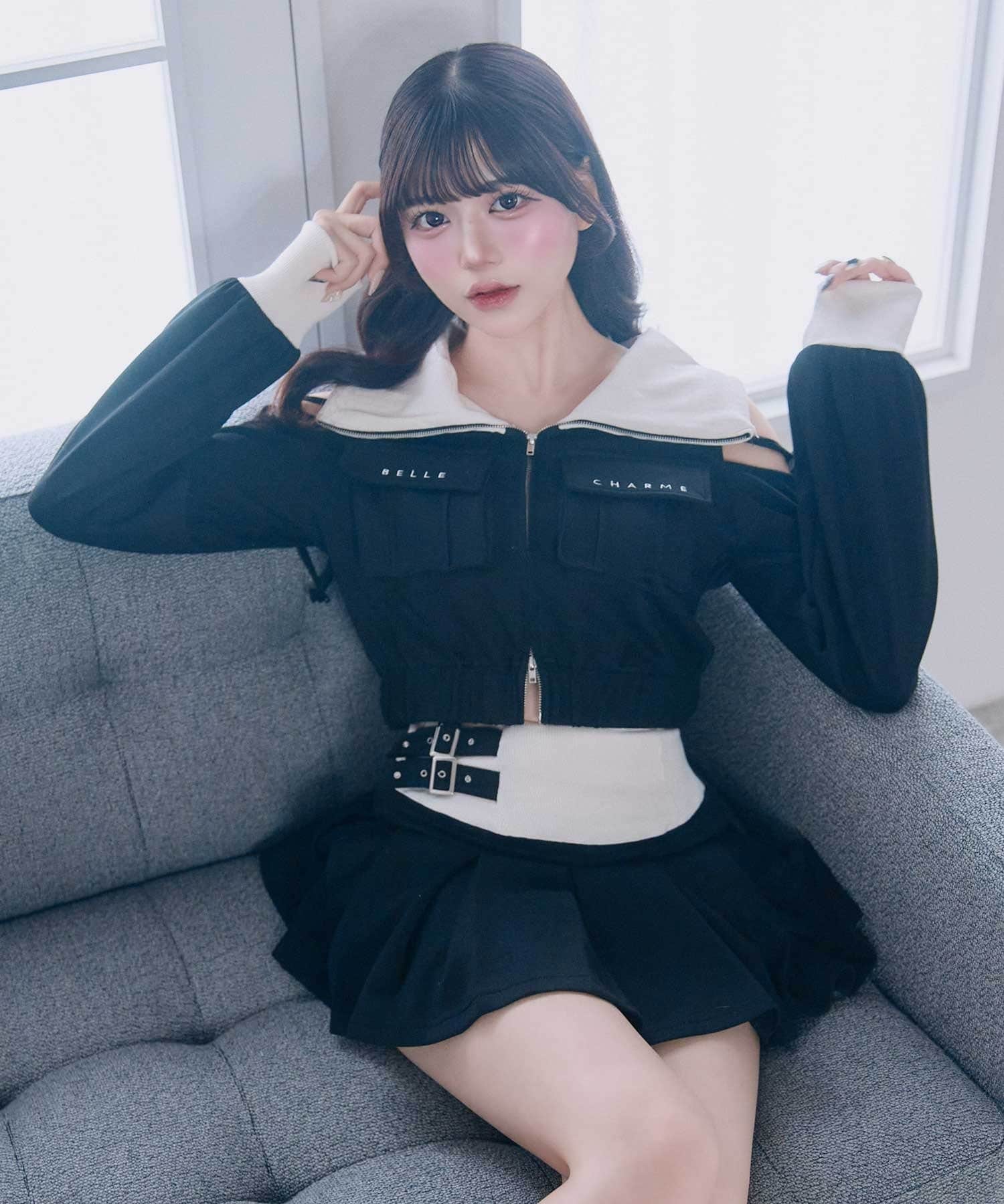 Belle Charme(ベルシャルム) Logo Pocket Rib Blouson