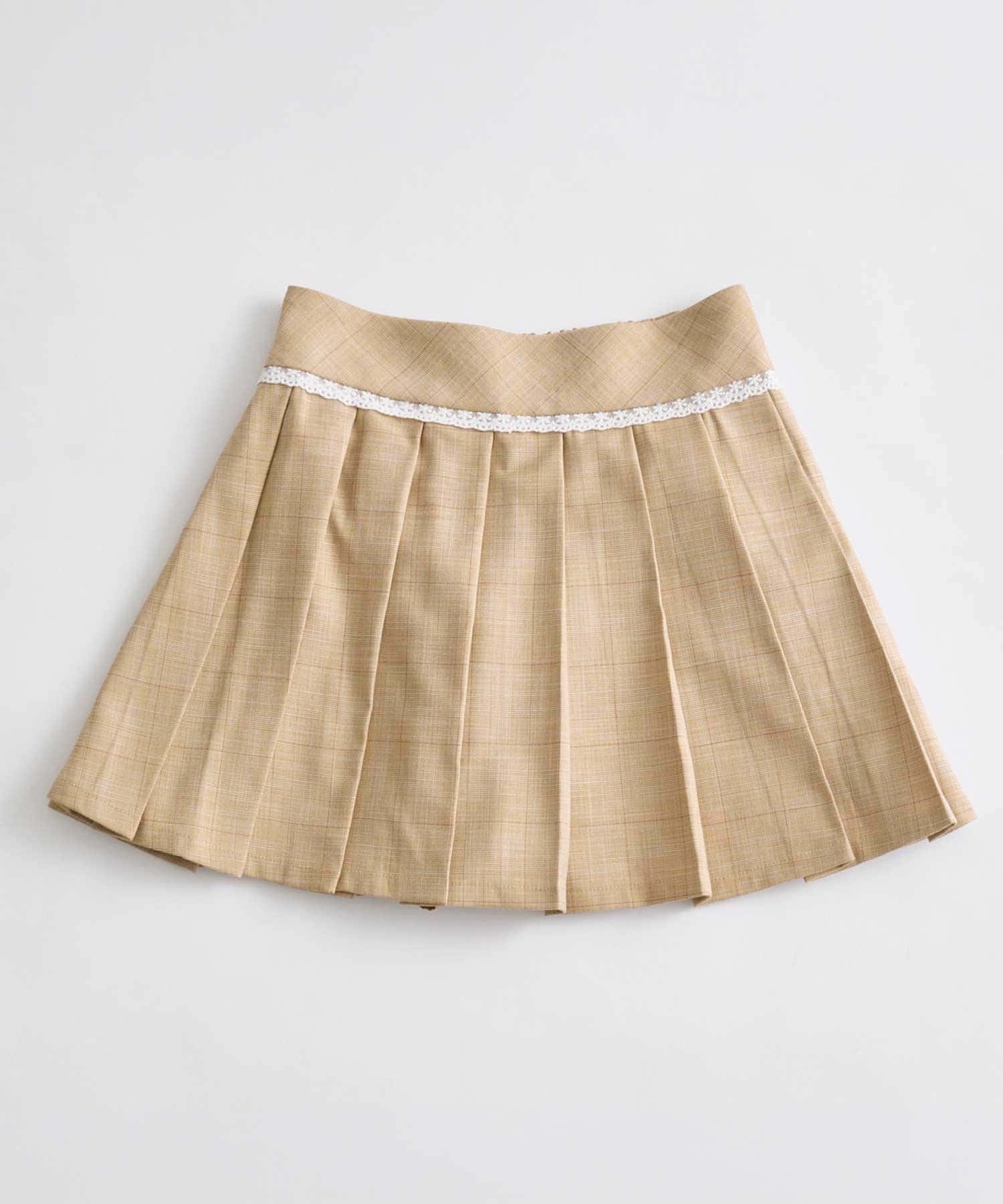 Belle Charme(ベルシャルム) Lace Pleats Mini Skirt