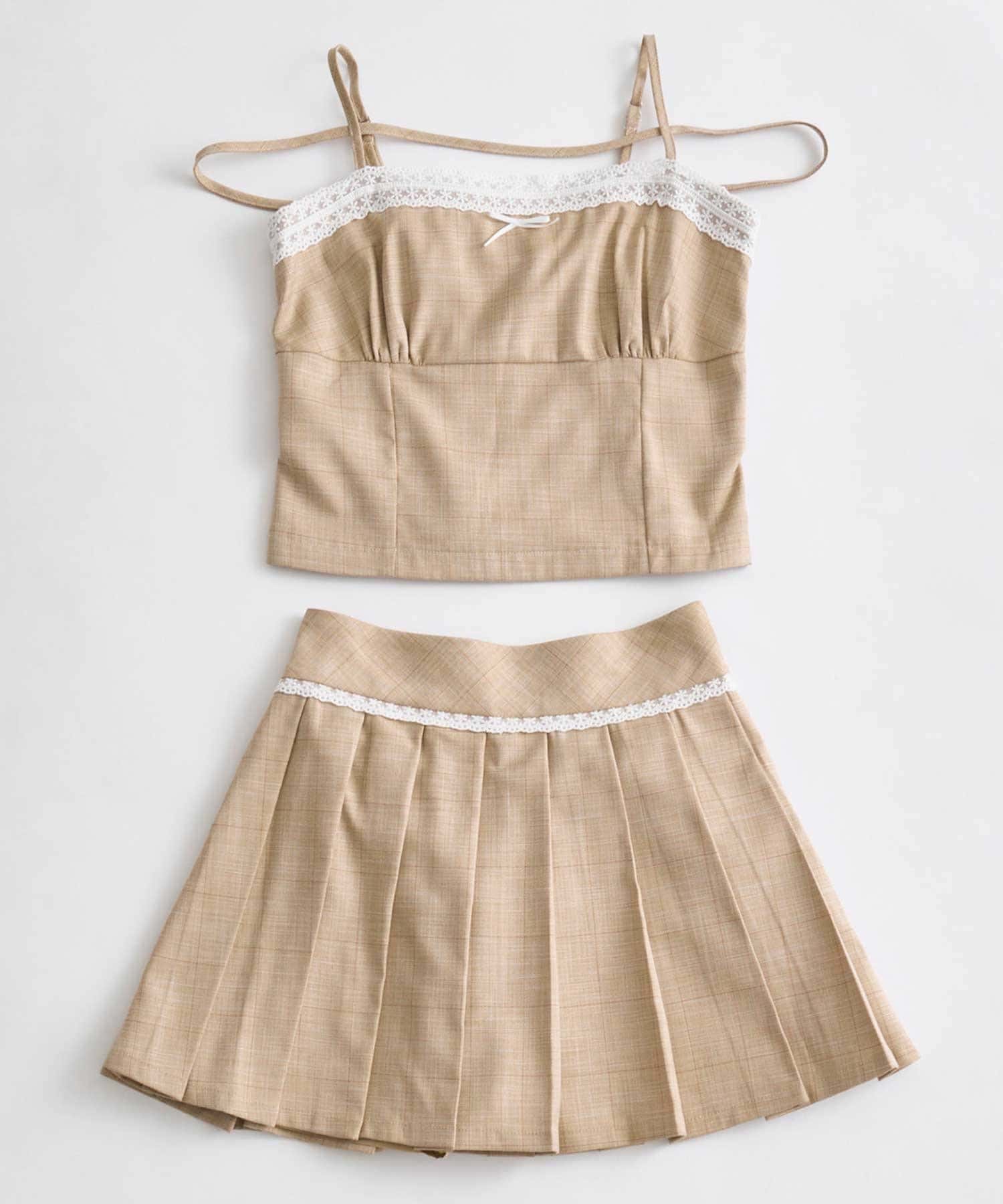 Belle Charme(ベルシャルム) Lace Pleats Mini Skirt