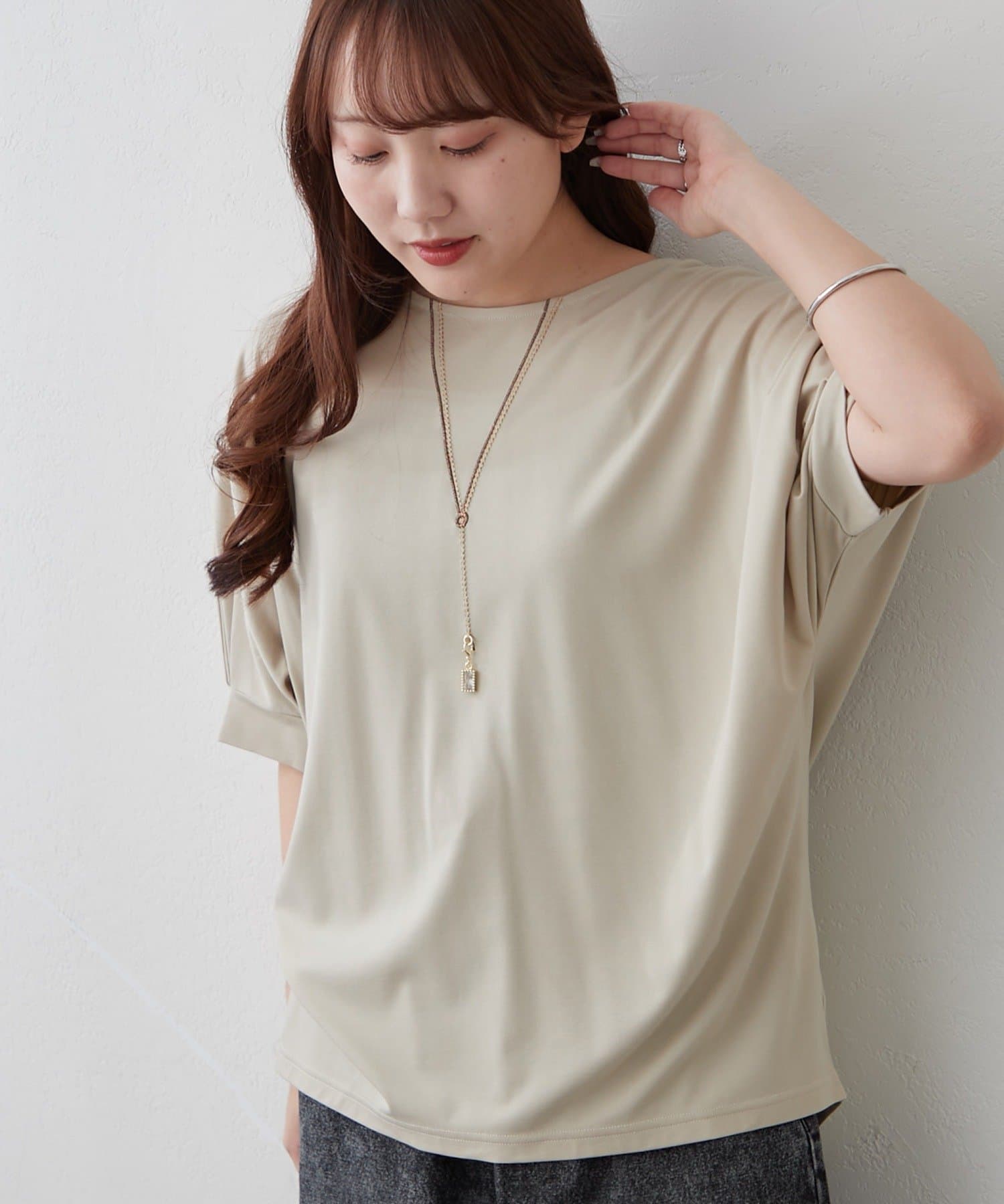 Remind me and forever(リマインドミーアンドフォーエバー) 《着るだけで完成》アクセサリー付ドルマンＴシャツ