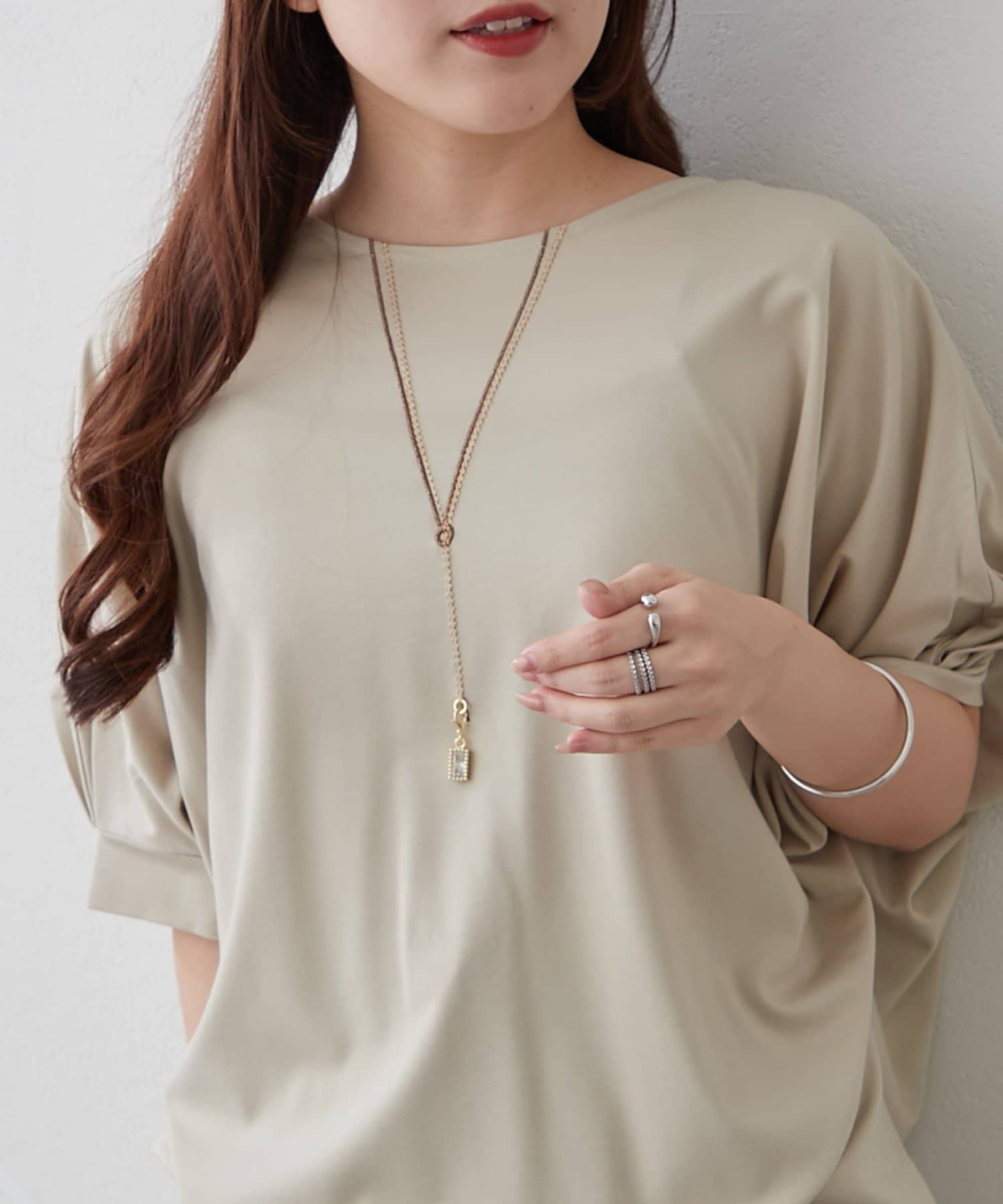 Remind me and forever(リマインドミーアンドフォーエバー) 《着るだけで完成》アクセサリー付ドルマンＴシャツ