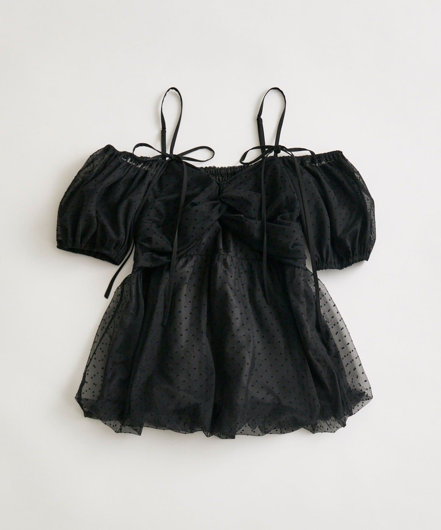 OLIVE des OLIVE(オリーブ デ オリーブ) ツイストリボンオフショルチュニック