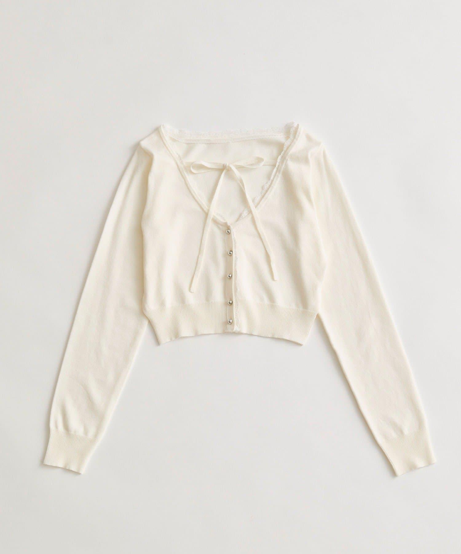 OLIVE des OLIVE(オリーブ デ オリーブ) ハートチャーム付きカーディガン