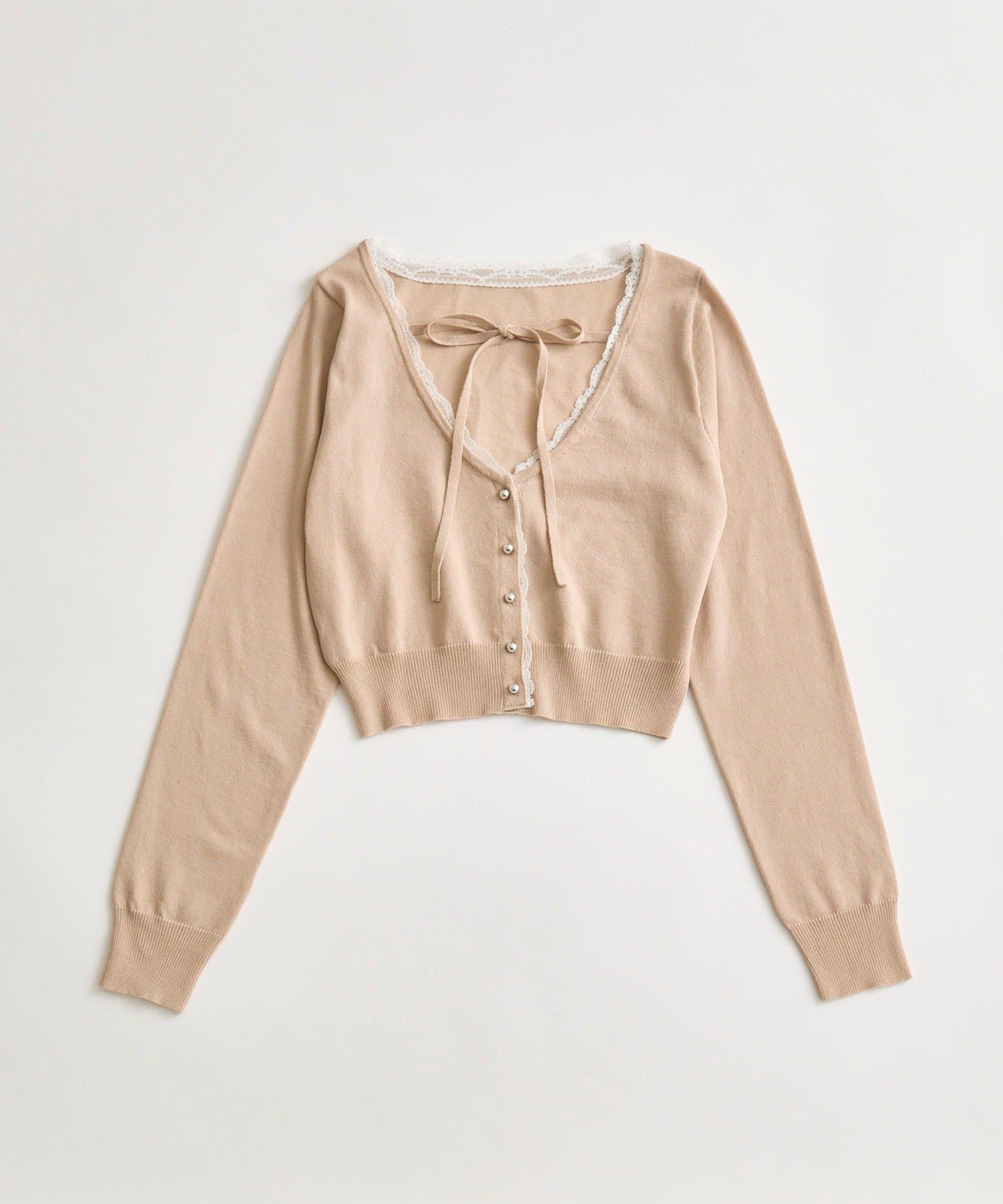 OLIVE des OLIVE(オリーブ デ オリーブ) ハートチャーム付きカーディガン