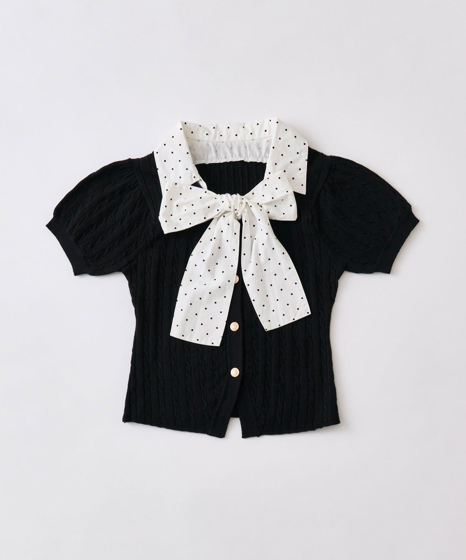 OLIVE des OLIVE(オリーブ デ オリーブ) ボウタイシャツレイヤード風ニット