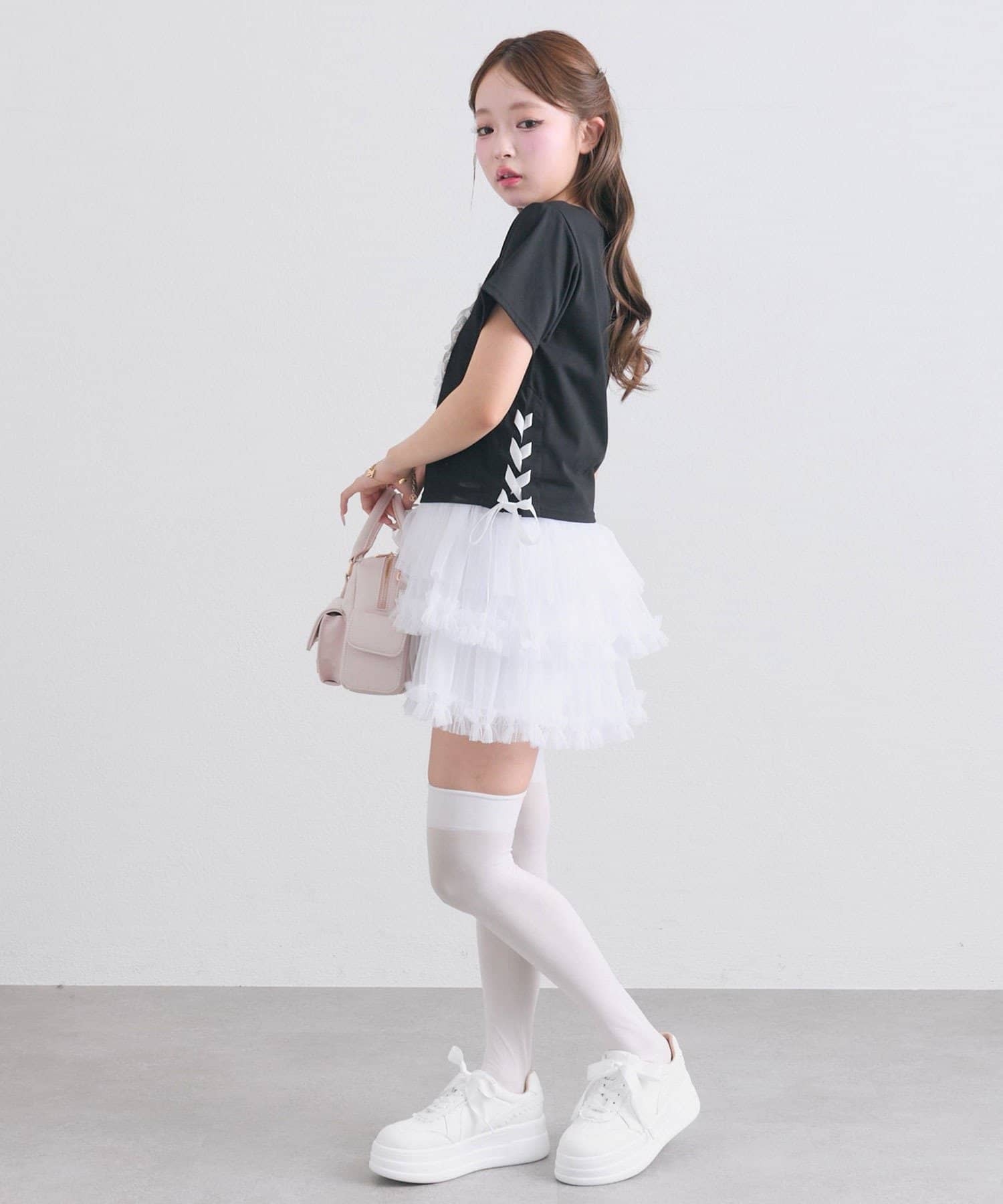 OLIVE des OLIVE(オリーブ デ オリーブ) Sastinable レースアップTシャツ