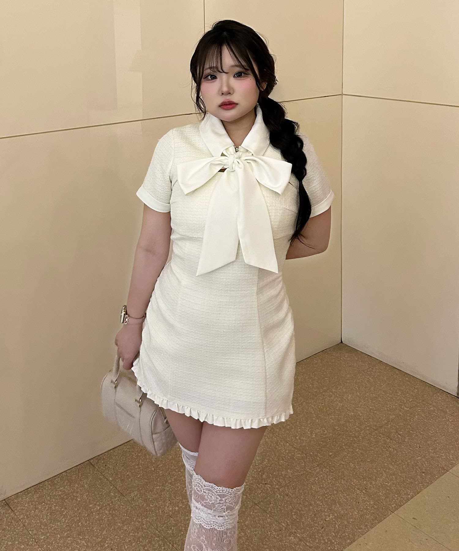 OLIVE des OLIVE(オリーブ デ オリーブ) 【インフルエンサー企画】maki フロントZIPマルチリボンワンピ