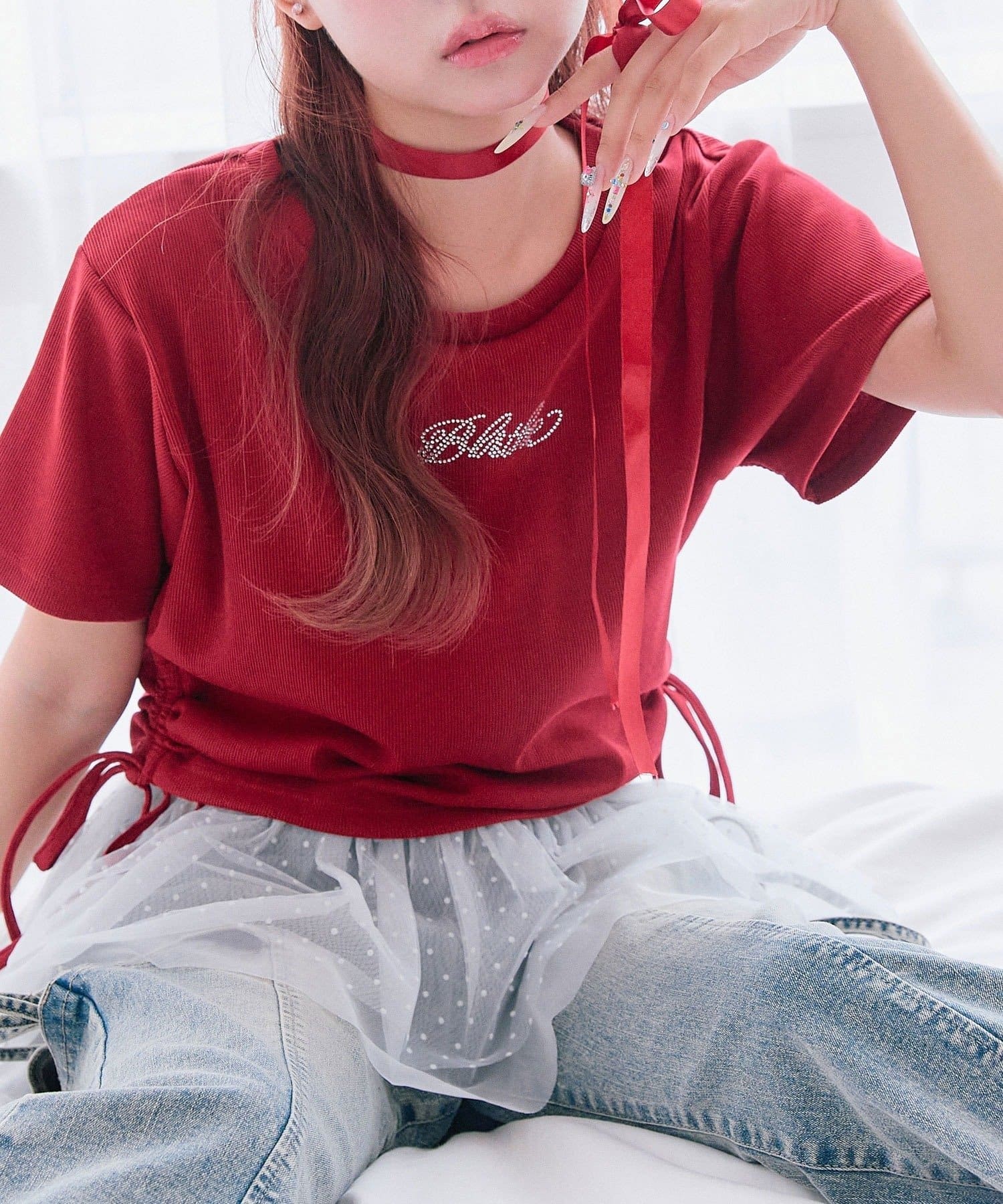 NICE CLAUP / OLIVE des OLIVE OUTLET(ナイスクラップ  / オリーブ デ オリーブ アウトレット) 【OLIVE des OLIVE】脇ドロストテレコトップス