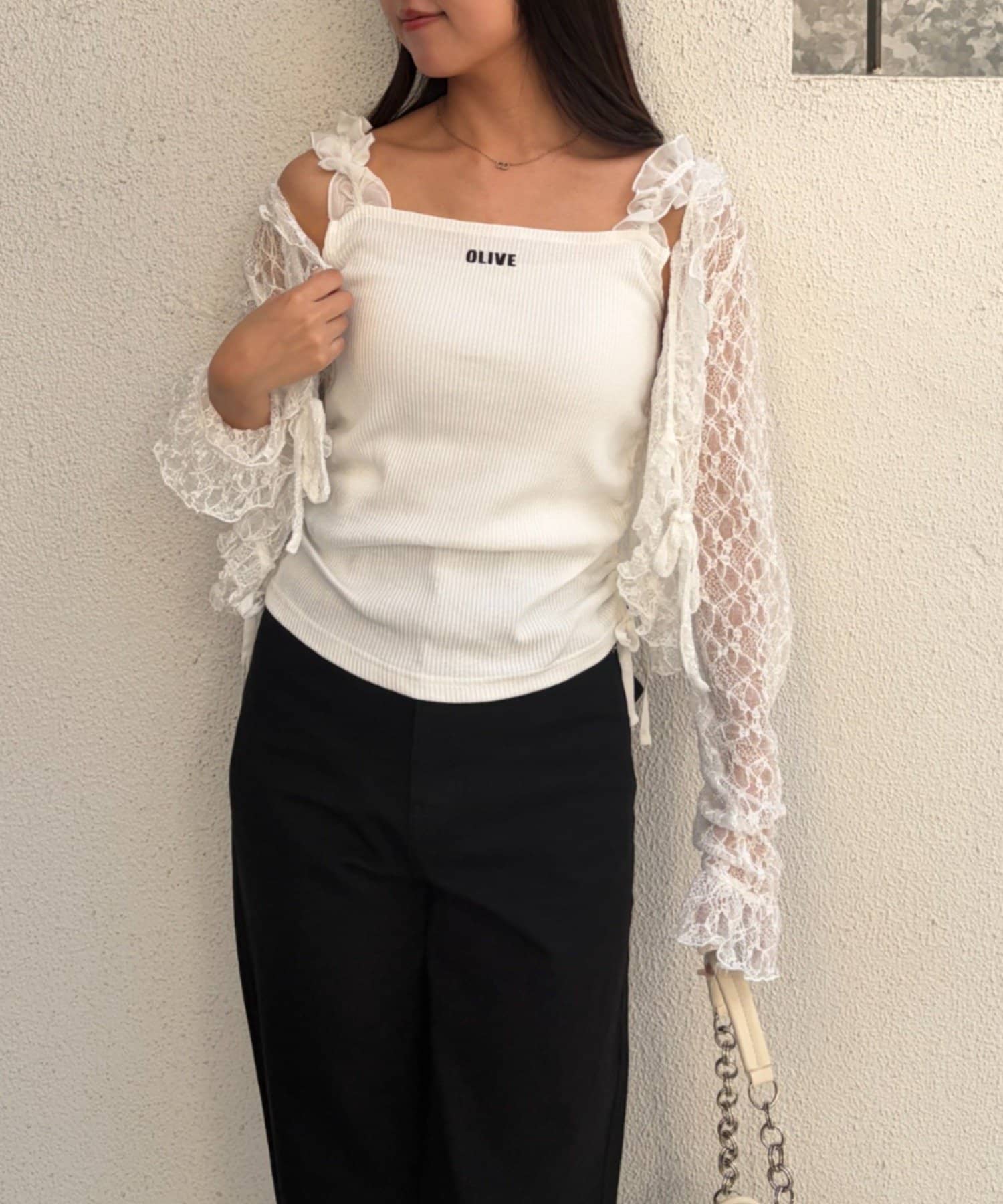 NICE CLAUP / OLIVE des OLIVE OUTLET(ナイスクラップ  / オリーブ デ オリーブ アウトレット) 【ANOTHER BRANCH】ドロストフリルキャミソール