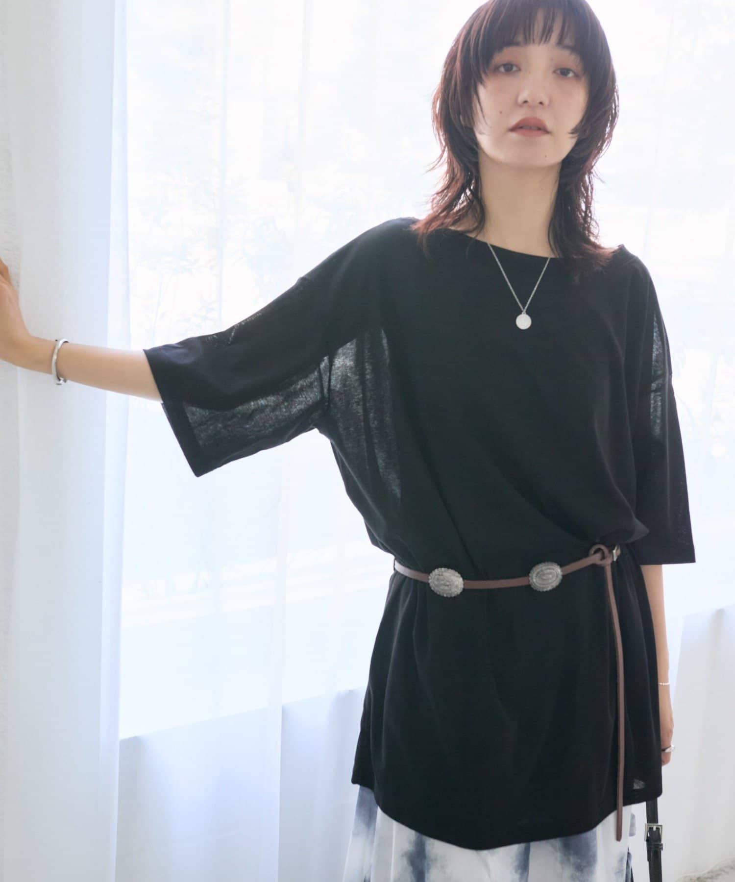 RIVE DROITE(リヴドロワ) 予約【A・MONN】【吸水速乾/接触冷感】オープンネックチュニックTee / 6月下旬お届け予定