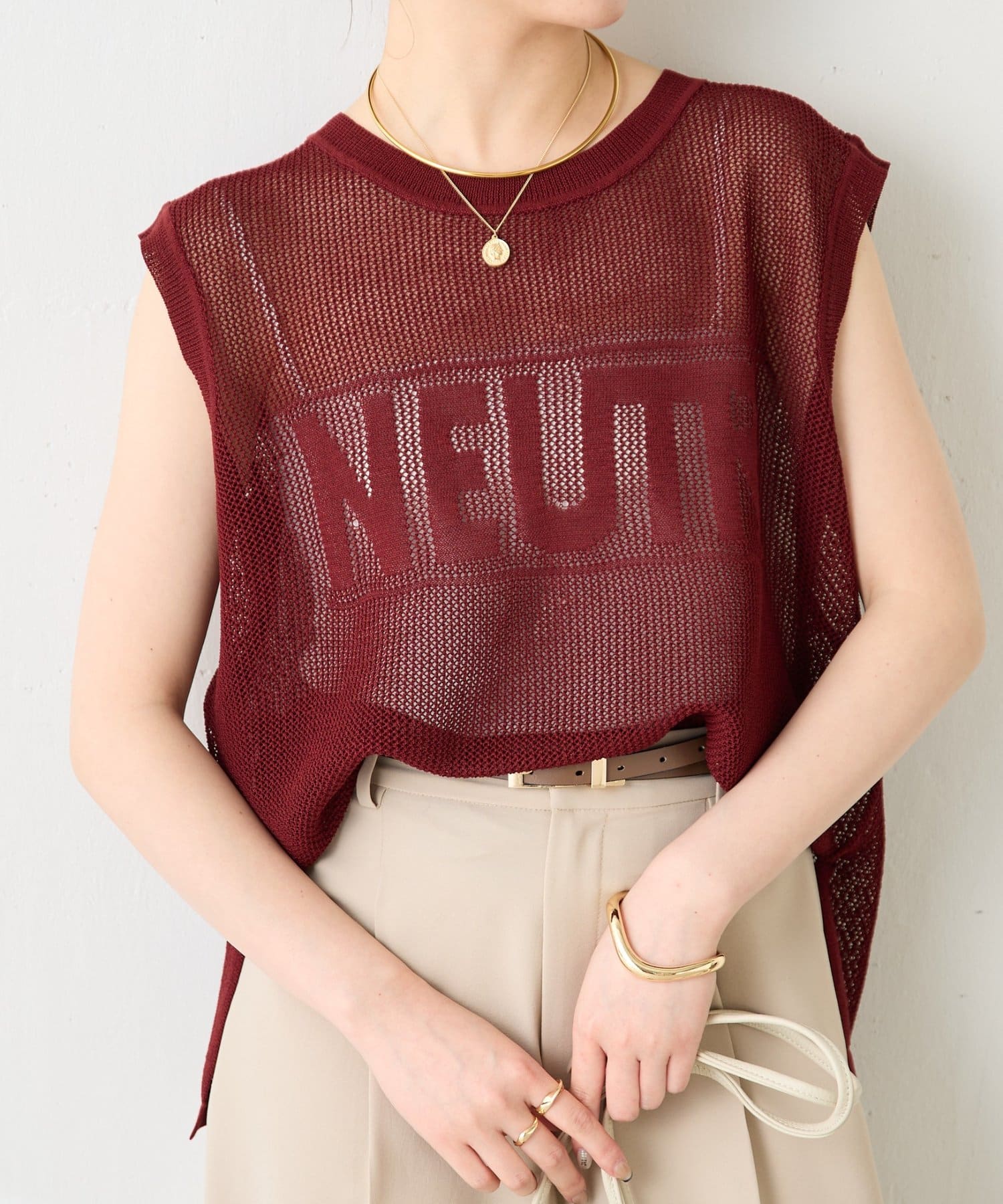 COLLAGE GALLARDAGALANTE(コラージュ ガリャルダガランテ) メッシュロゴフレンチニット