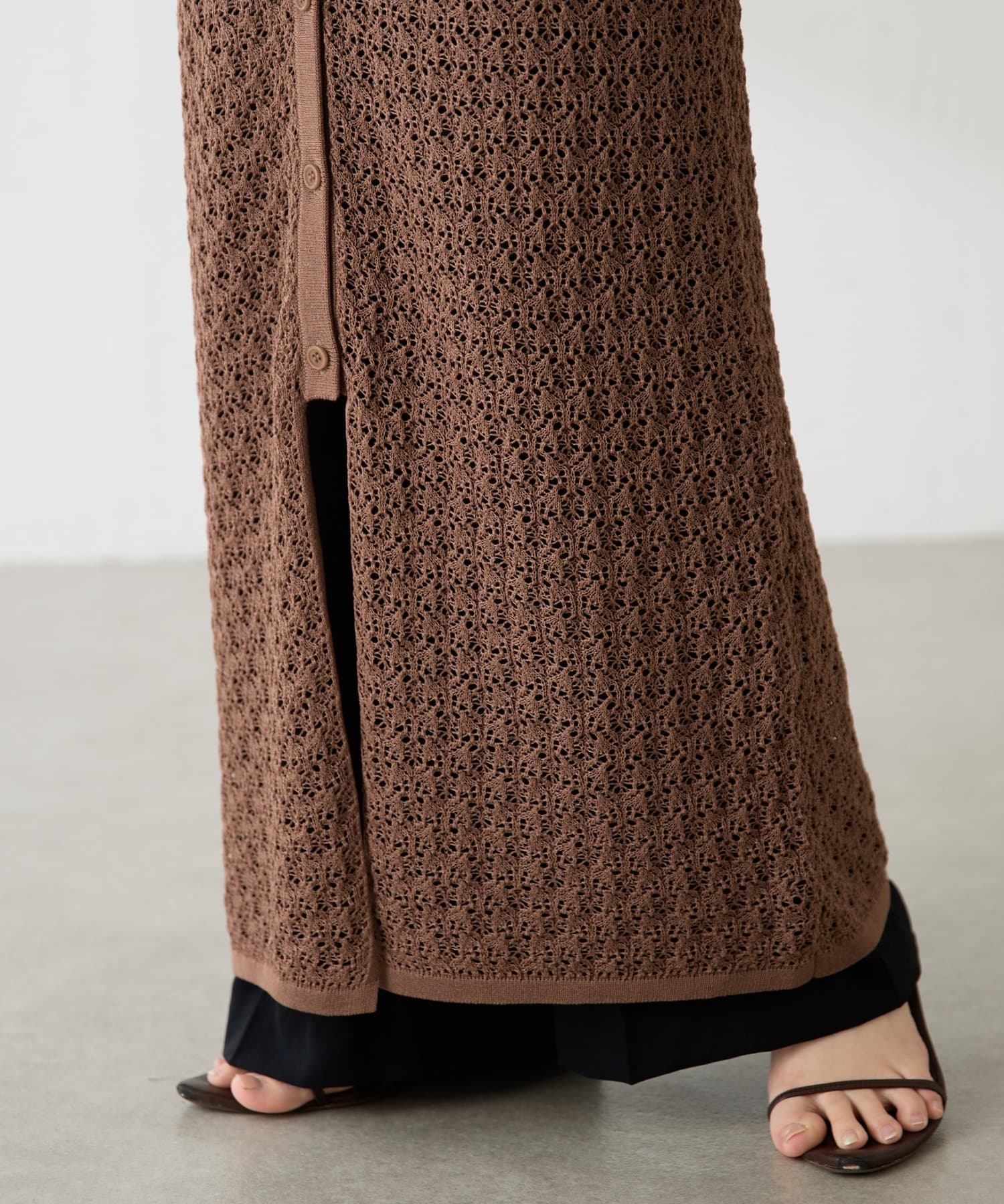 COLLAGE GALLARDAGALANTE(コラージュ ガリャルダガランテ) 【二の腕カバー】透かし編ニットポロワンピース