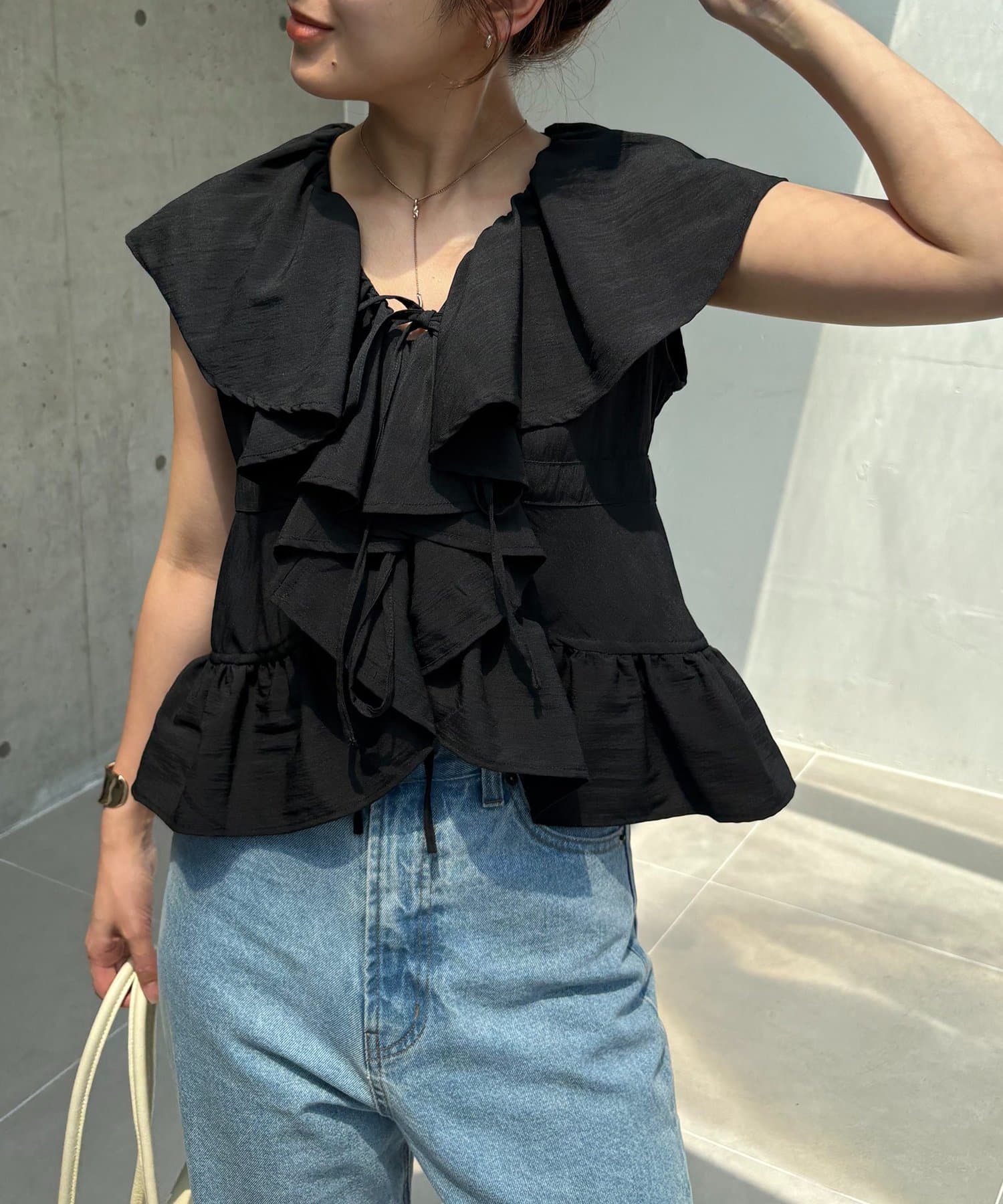 CAPRICIEUX LE'MAGE(カプリシュレマージュ) 【新色ピンク】フリルカラーブラウス