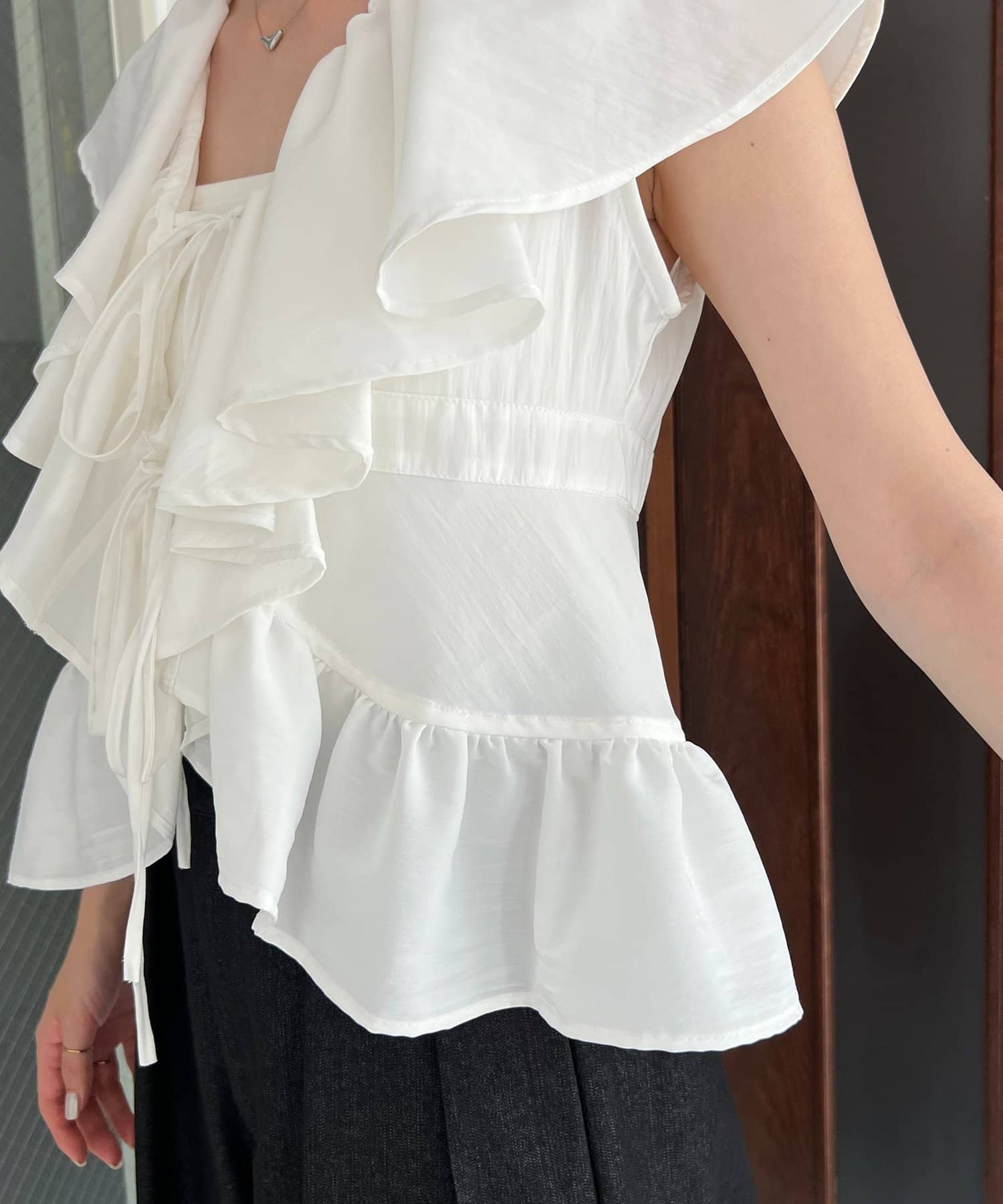 CAPRICIEUX LE'MAGE(カプリシュレマージュ) 【新色ピンク】フリルカラーブラウス