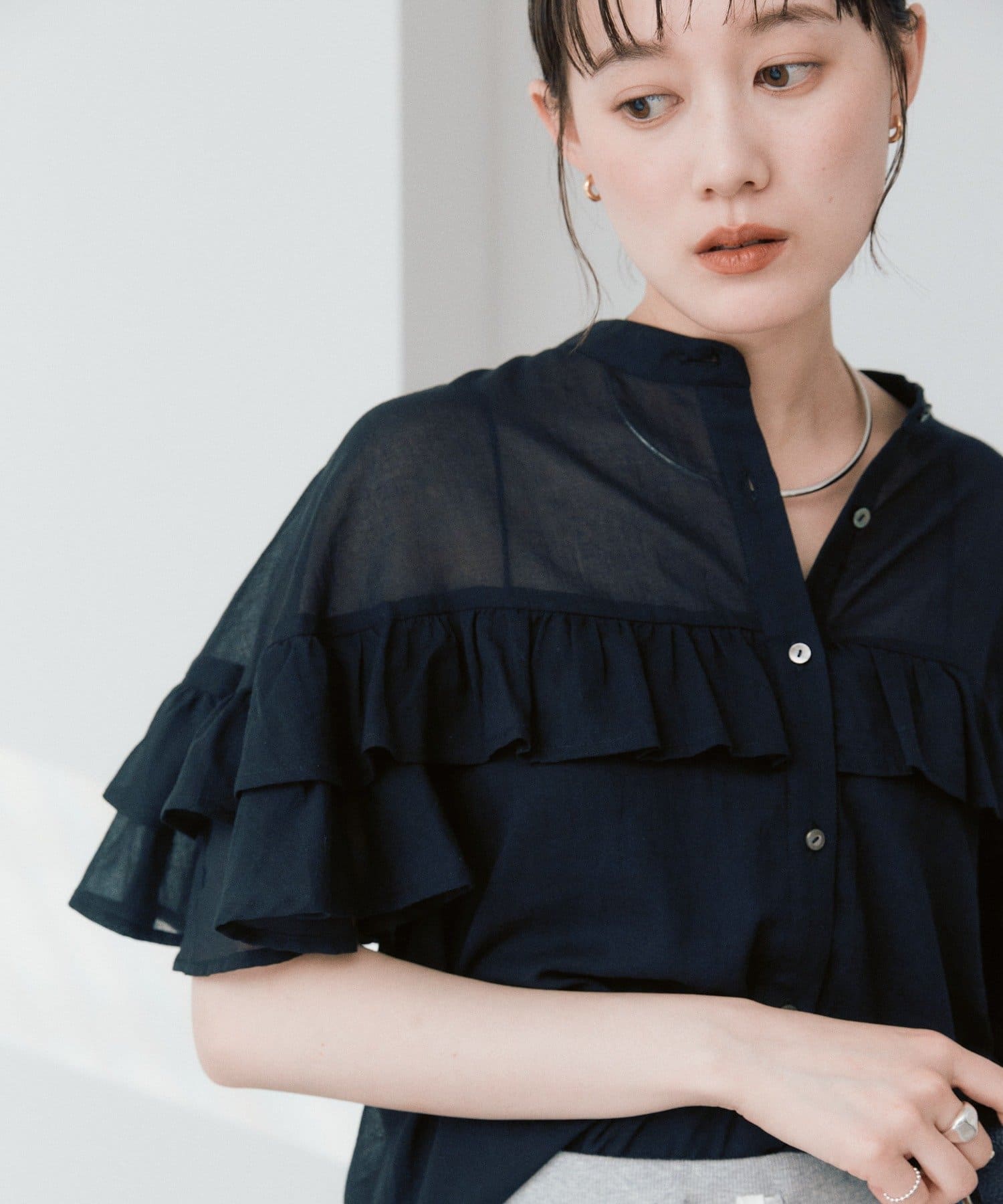 RIVE DROITE(リヴドロワ) 予約【ASUKAコラボカラー企画】ティアードフリルブラウス/6月上旬お届け予定