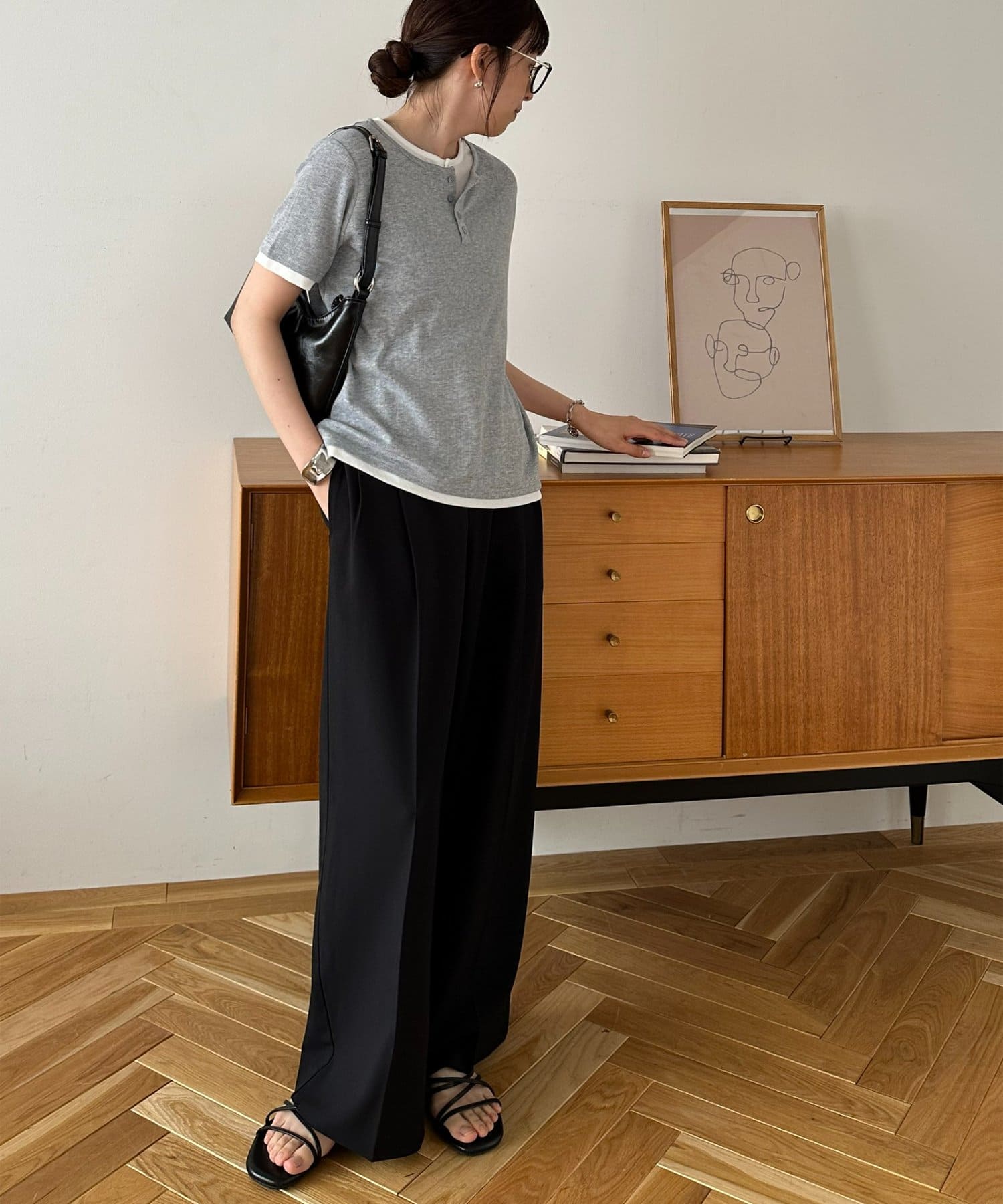 DISCOAT(ディスコート) ヘンリー配色半袖プルオーバー