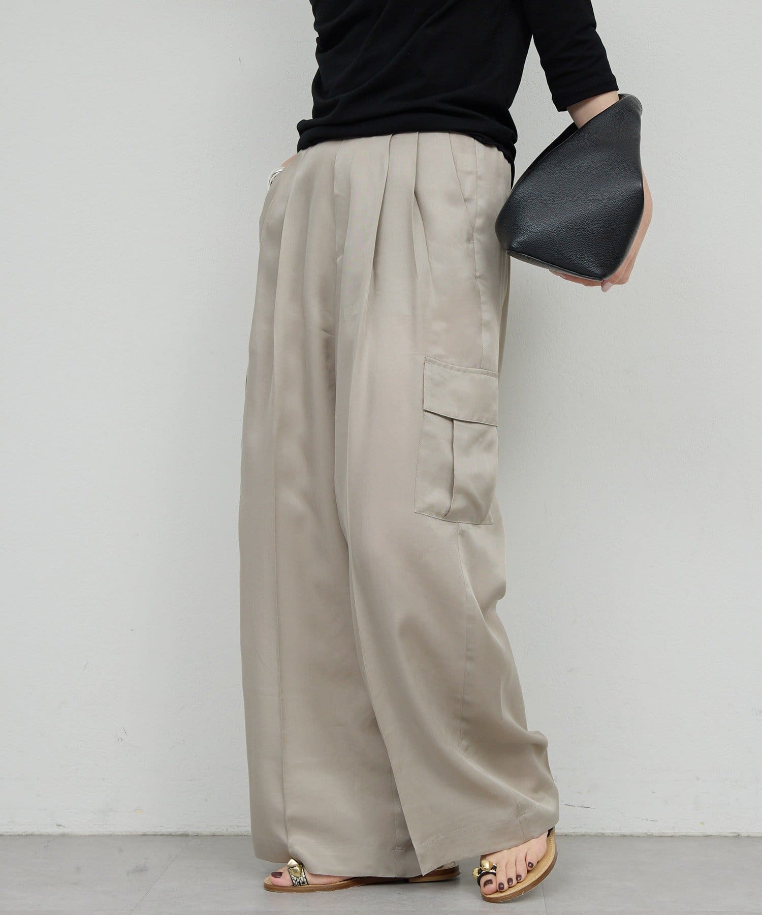 GALLARDAGALANTE(ガリャルダガランテ) 【快適×上品見え】【セットアップ対応】キュプラカーゴパンツ