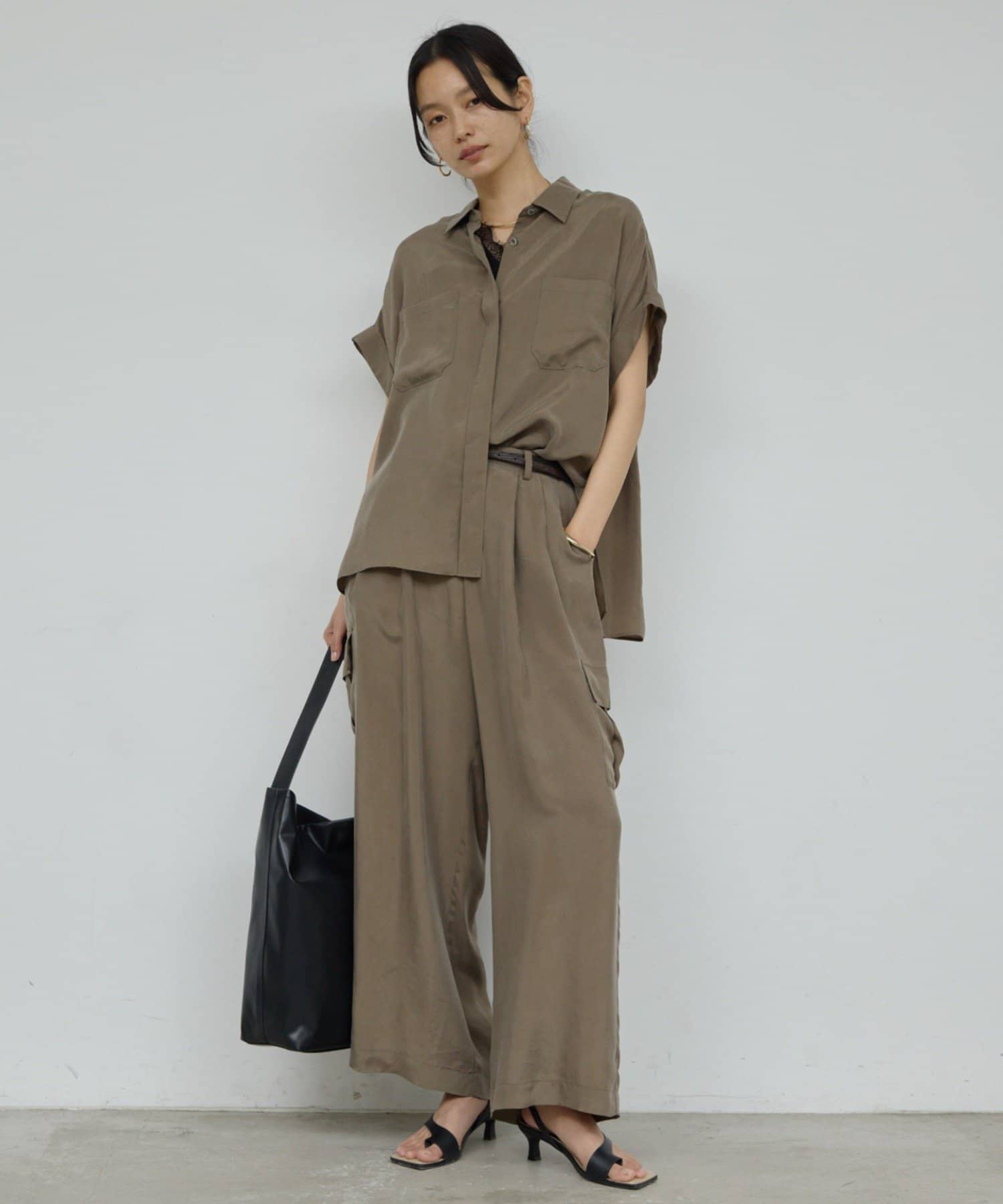 GALLARDAGALANTE(ガリャルダガランテ) 【快適×上品見え】【セットアップ対応】キュプラカーゴパンツ