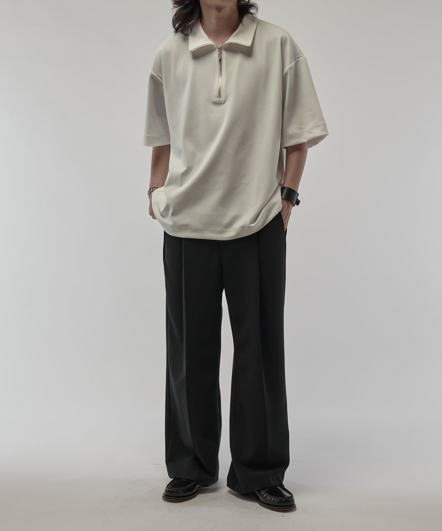 Lui's(ルイス) ジョーゼットハーフジップ半袖Tシャツ