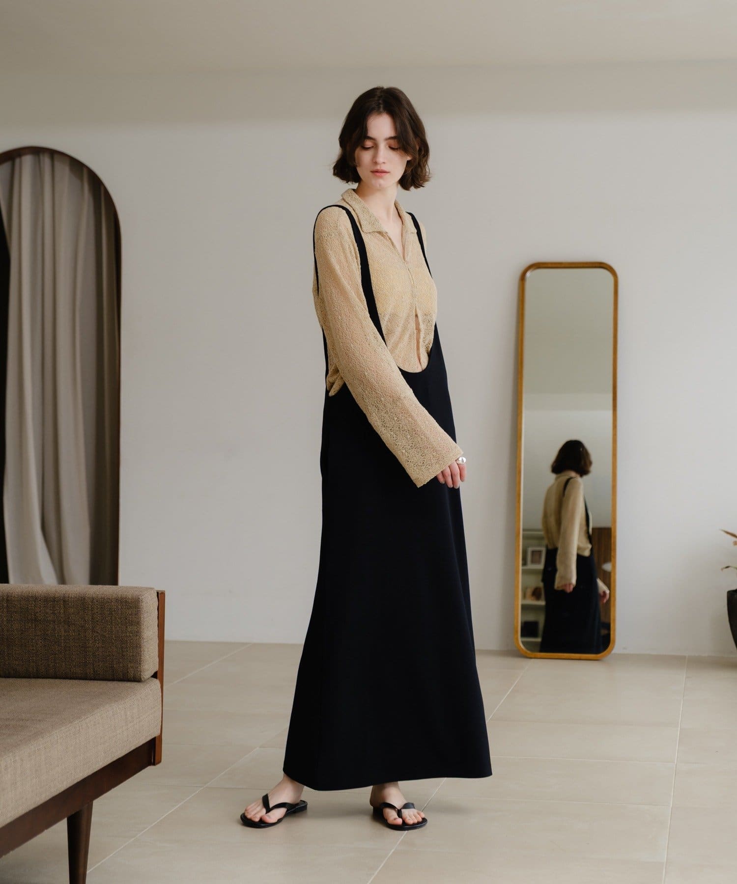 SHENERY(シーナリー) 絡みレースシャツ×ビスチェSET