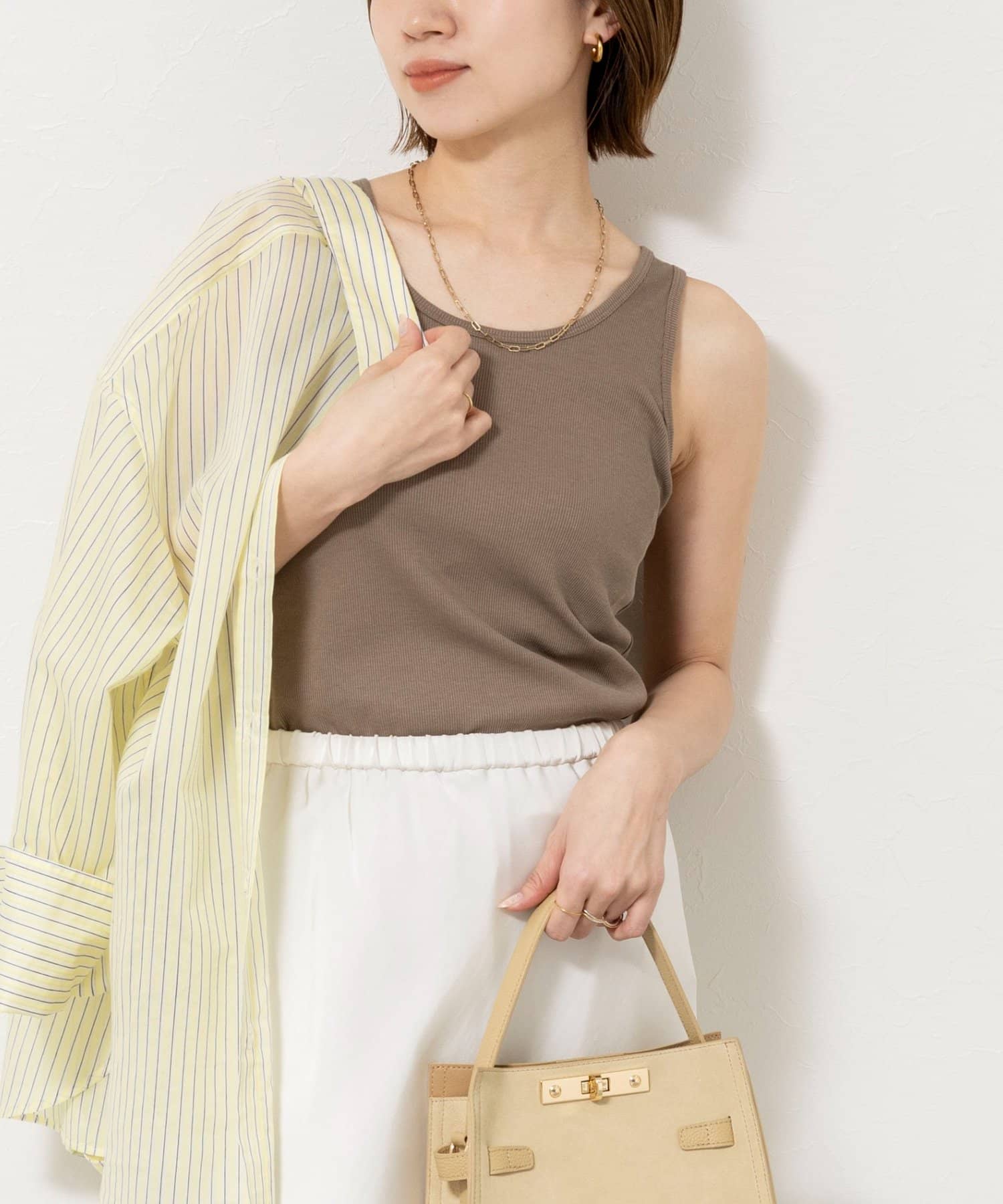 NOLLEY'S(ノーリーズ) ウォッシャブルカップ付きリブタンクトップ