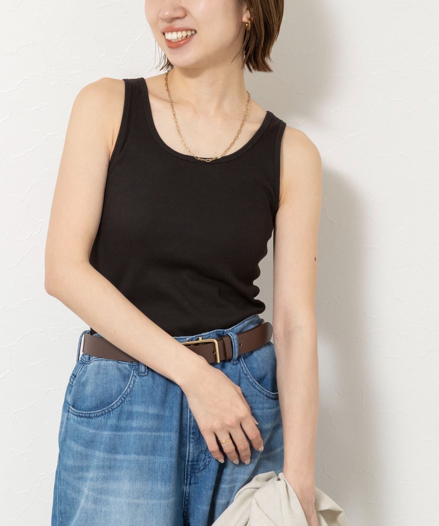 NOLLEY'S(ノーリーズ) ウォッシャブルカップ付きリブタンクトップ