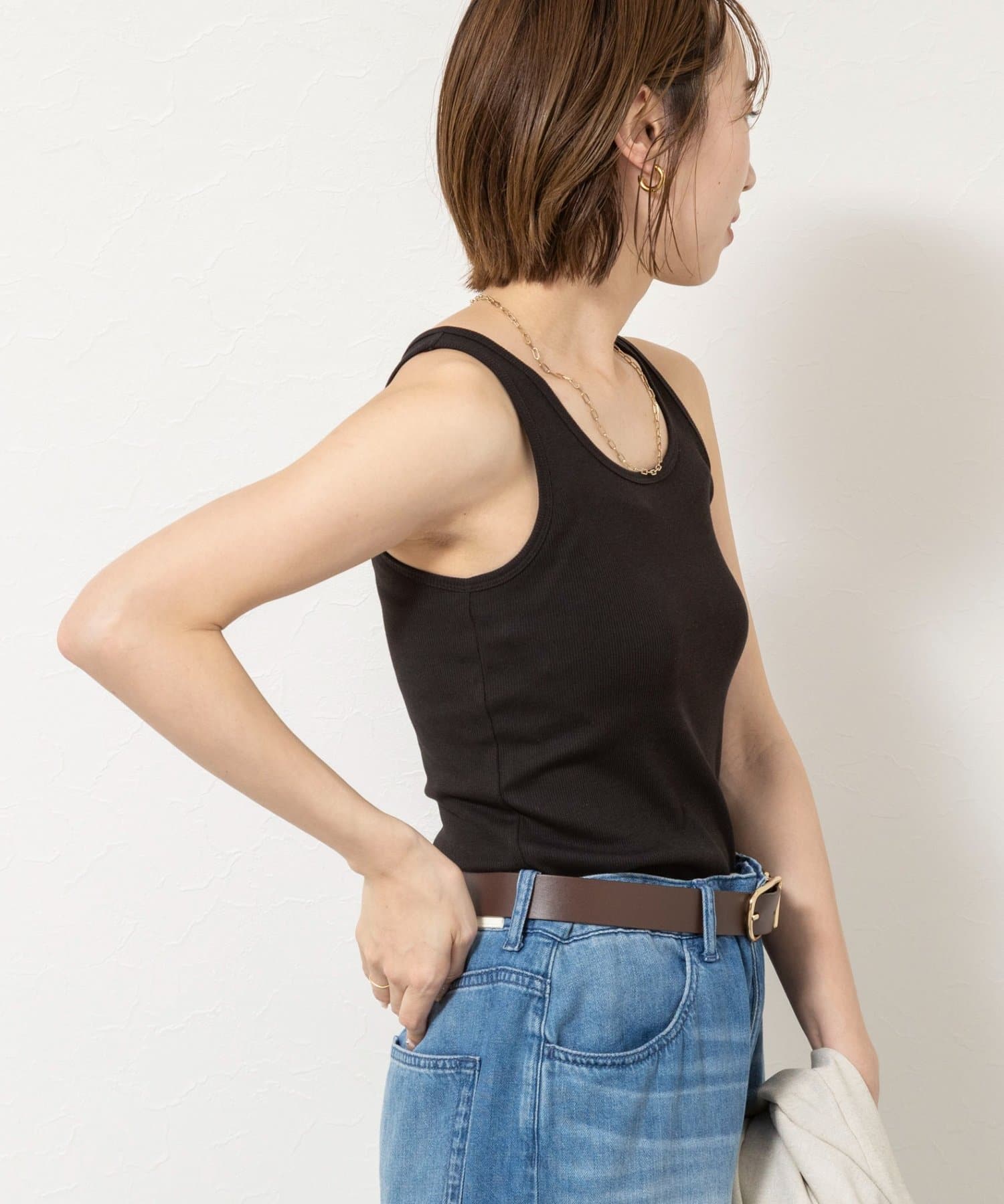 NOLLEY'S(ノーリーズ) ウォッシャブルカップ付きリブタンクトップ