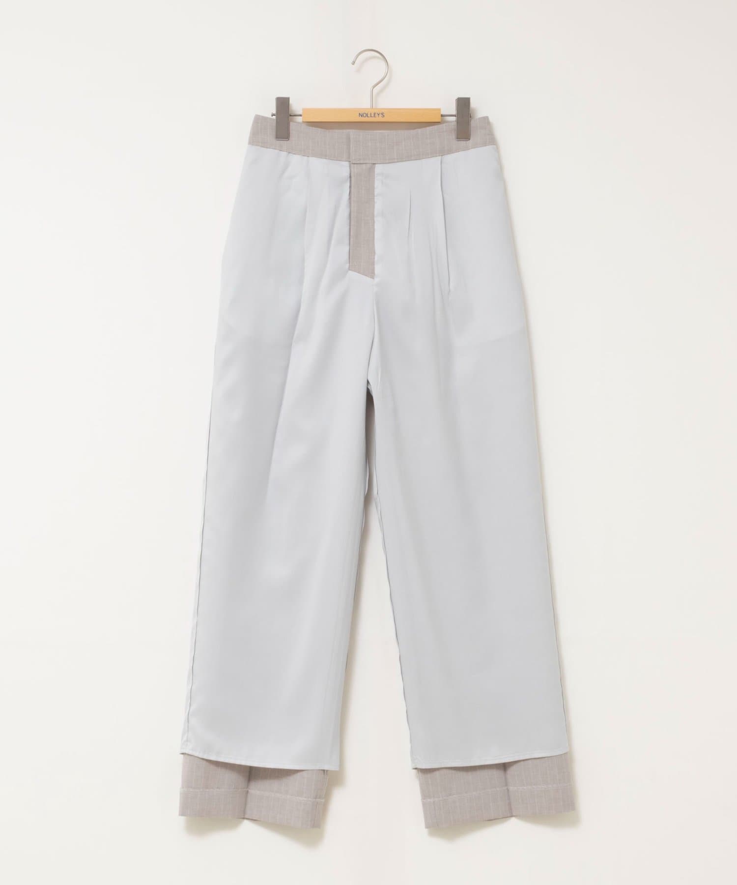 NOLLEY'S(ノーリーズ) ウォッシャブルストライプ愛されセミワイドパンツ